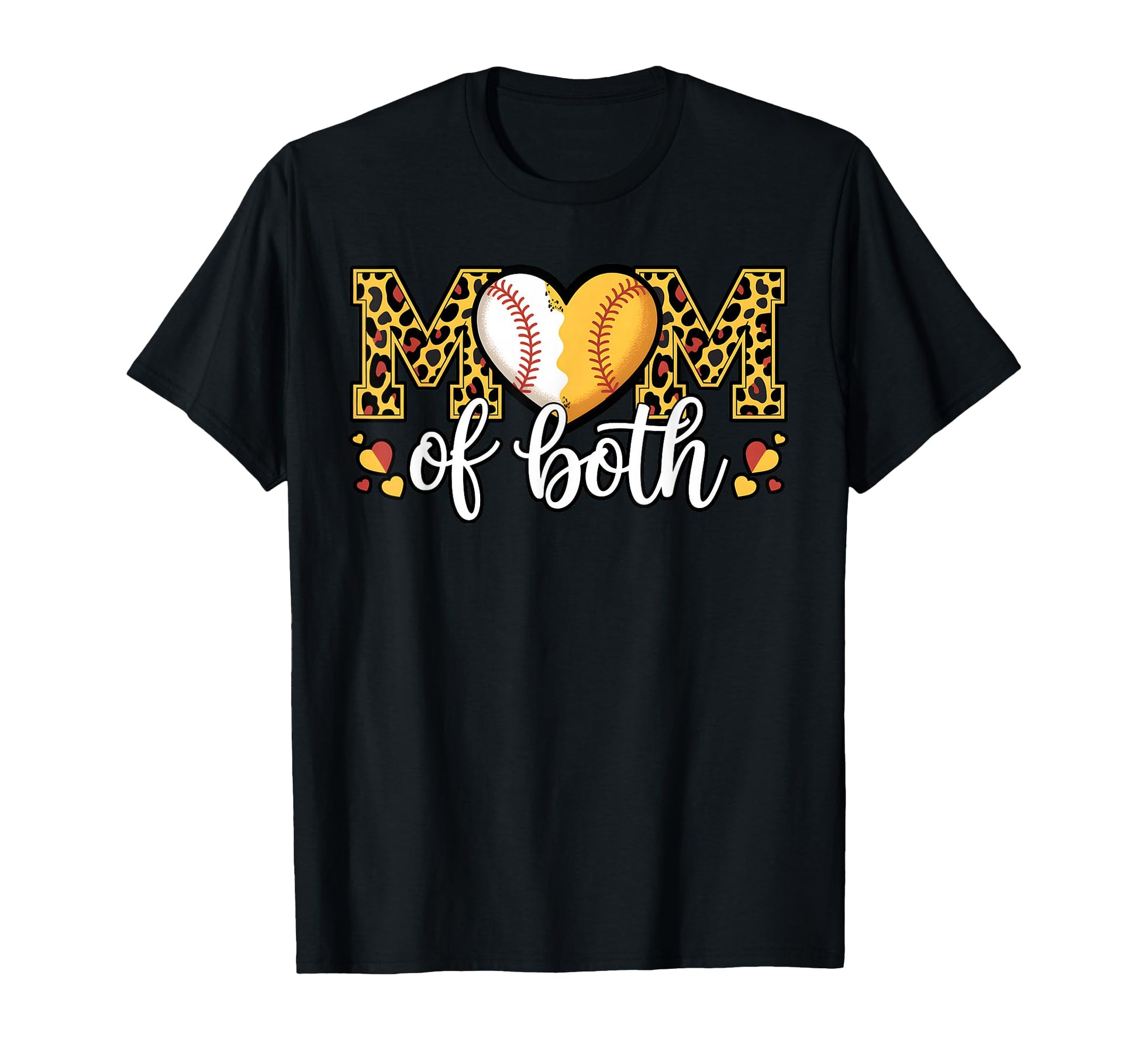 Mom Both Baseball Softball Heart T-Shirt - Unique Graphic for Adults - T-Shirt, Sweatshirt, Hoodie