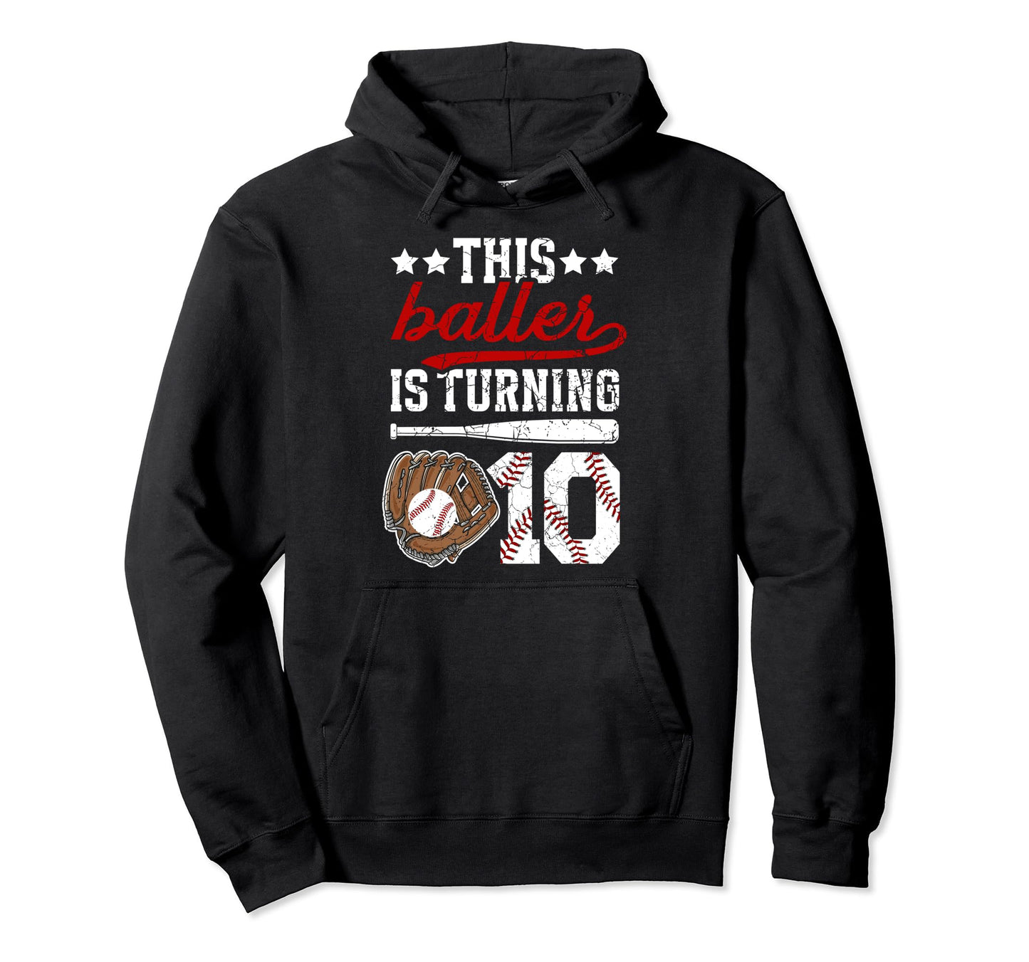 10Th Birthday Party Baseball 10 Year Old Hoodie - Unique Graphic Unisex - T-Shirt, Sweatshirt, Hoodie