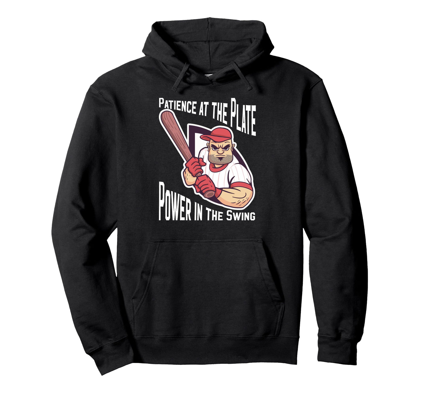 Patience Plate Power Swing Baseball Hoodie - Casual Everyday Wear Unisex - T-Shirt, Sweatshirt, Hoodie