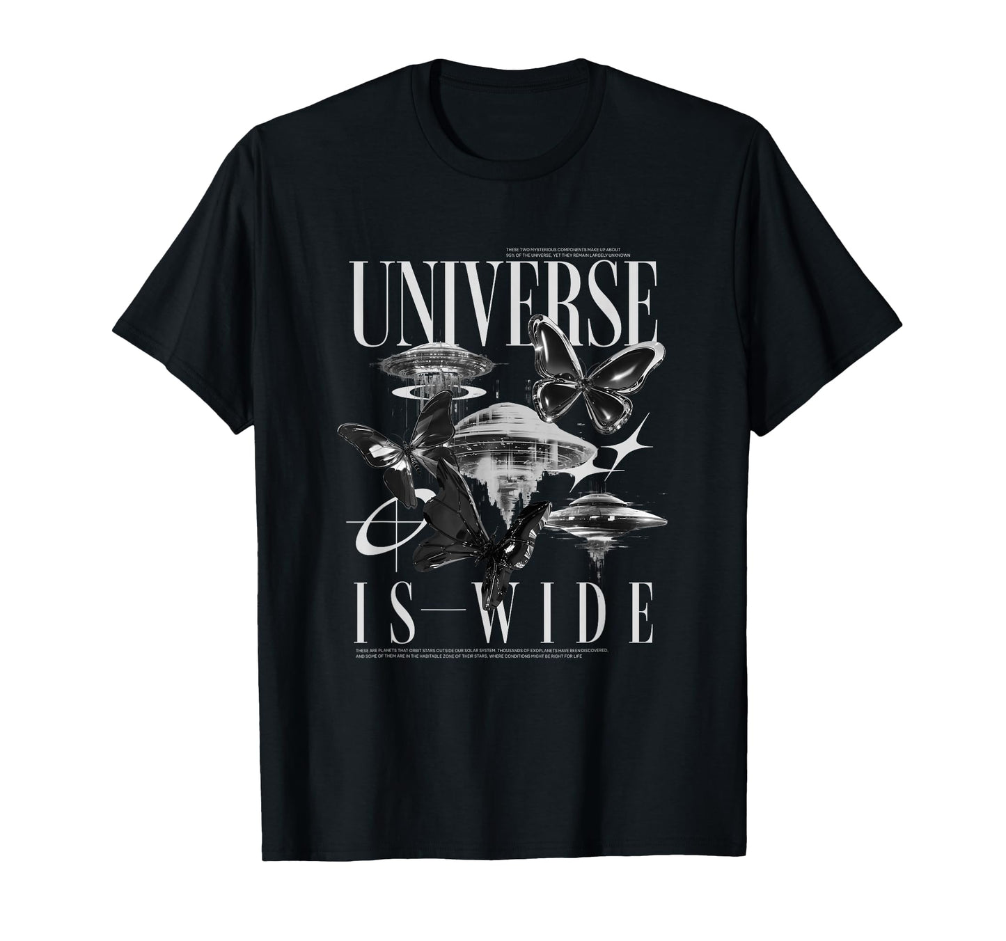 Butterfly Ufo Y2K Grunge Aesthetic T-Shirt - Novelty Apparel Unisex - T-Shirt, Sweatshirt, Hoodie