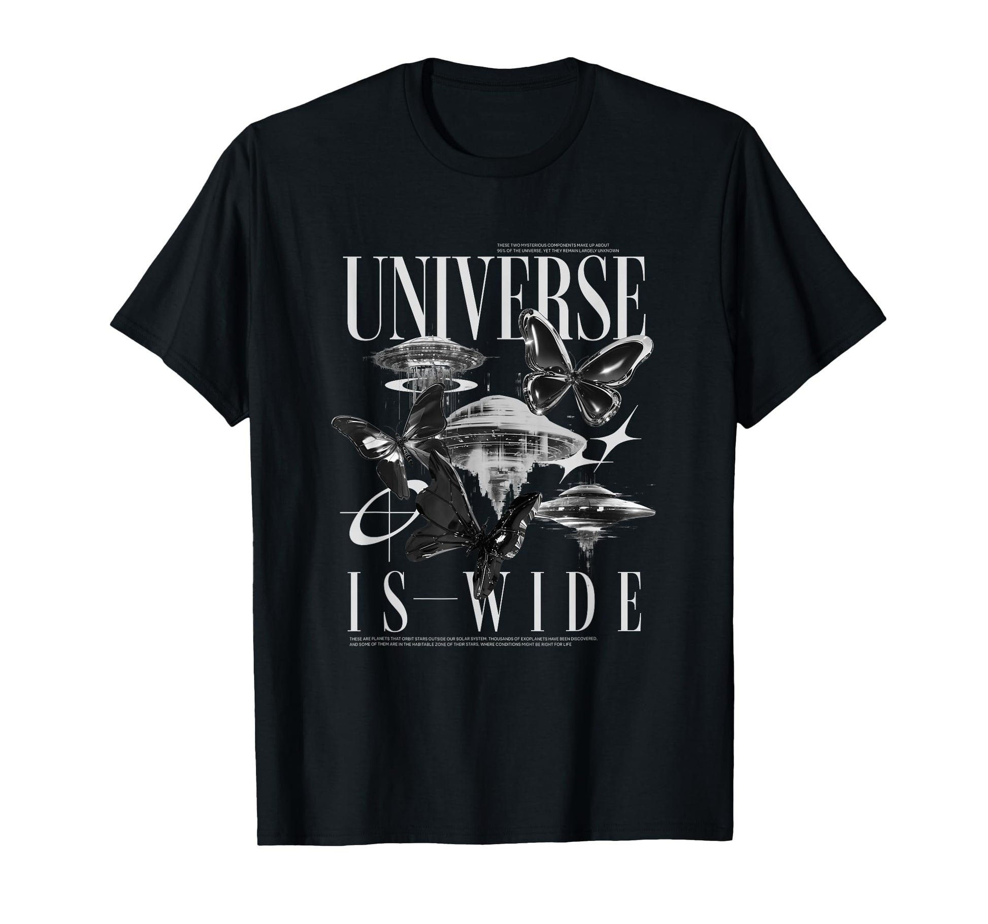 Butterfly Ufo Y2K Grunge Aesthetic T-Shirt - Novelty Apparel Unisex - T-Shirt, Sweatshirt, Hoodie