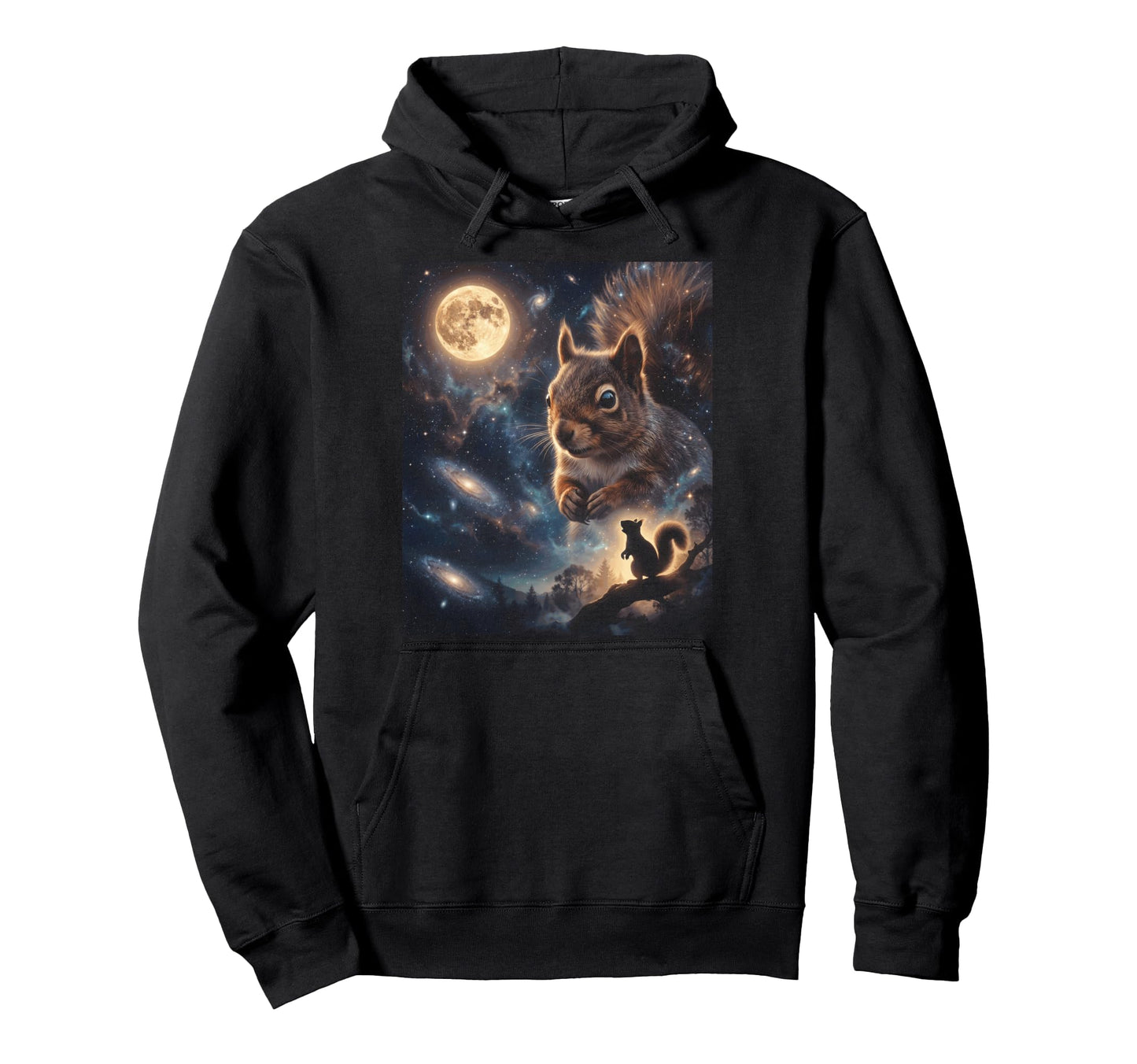 Howling Squirrel Full Moon Starry Night Hoodie - Unique Graphic for Adults - T-Shirt, Sweatshirt, Hoodie