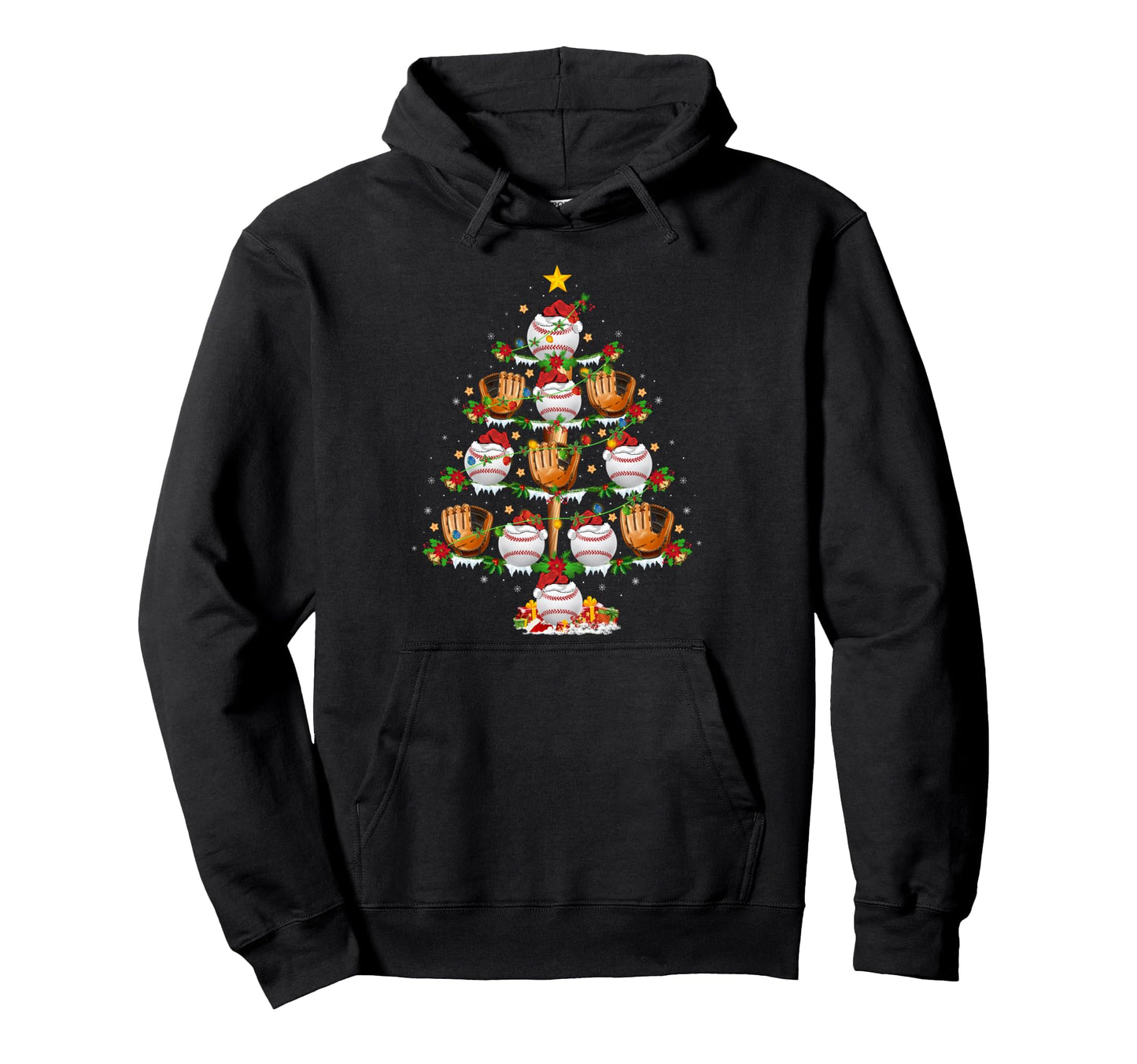 Baseball Tree Lights Funny Sports Hoodie - Casual Everyday Wear for Adults - T-Shirt, Sweatshirt, Hoodie