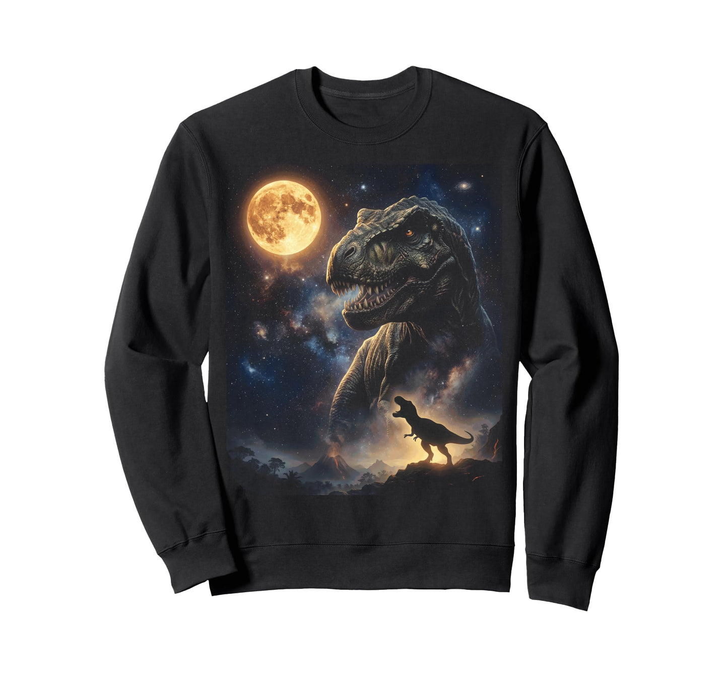 T Rex Art Celestial Moon Galaxy Sweatshirt - Aesthetic Graphic Unisex - T-Shirt, Sweatshirt, Hoodie