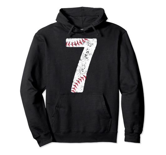 7 Year Old Baseball Number 7Th Hoodie - Minimalist Print for Adults - T-Shirt, Sweatshirt, Hoodie