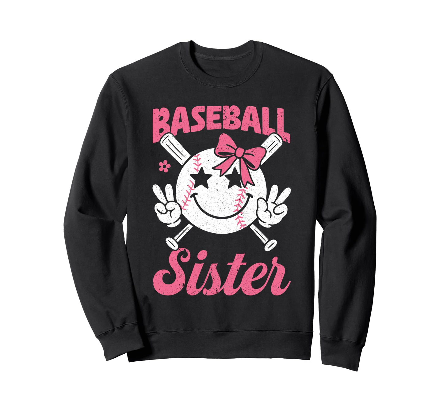 Baseball Sister Coquette Bow Sweatshirt - Casual Everyday Wear for Adults - T-Shirt, Sweatshirt, Hoodie