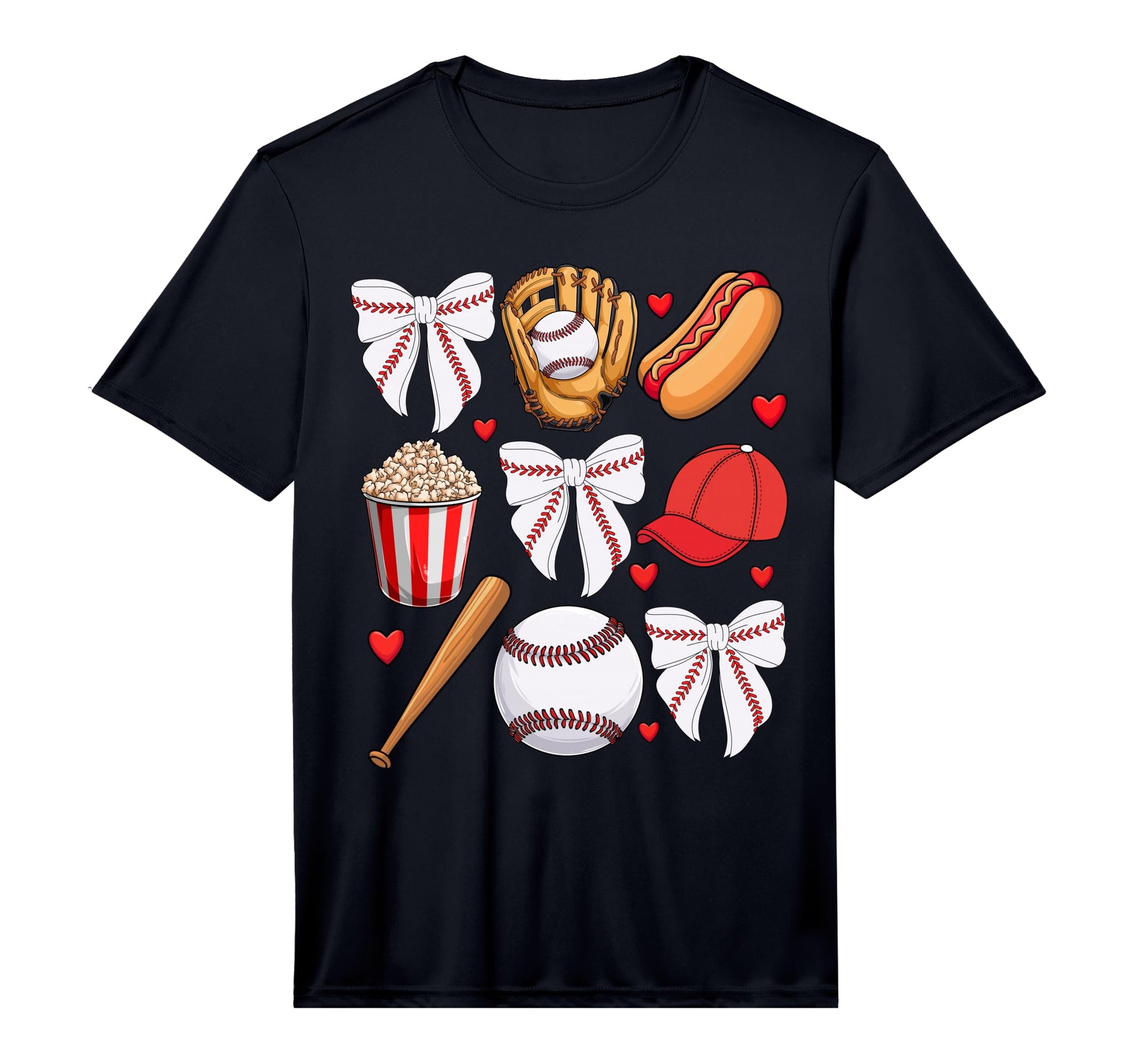 Baseball Coquette Bow Baseball Cheer T-Shirt - Trendy Graphic for Adults - T-Shirt, Sweatshirt, Hoodie