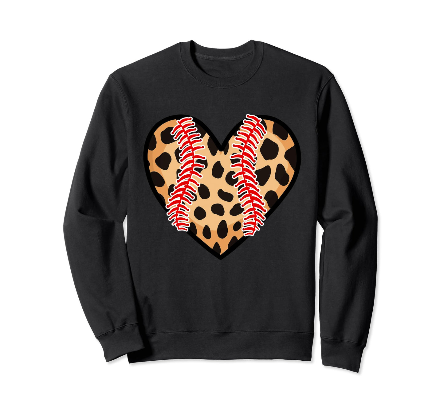 Funny Baseball Mom Leopard Heart Sweatshirt - Aesthetic Graphic Unisex - T-Shirt, Sweatshirt, Hoodie