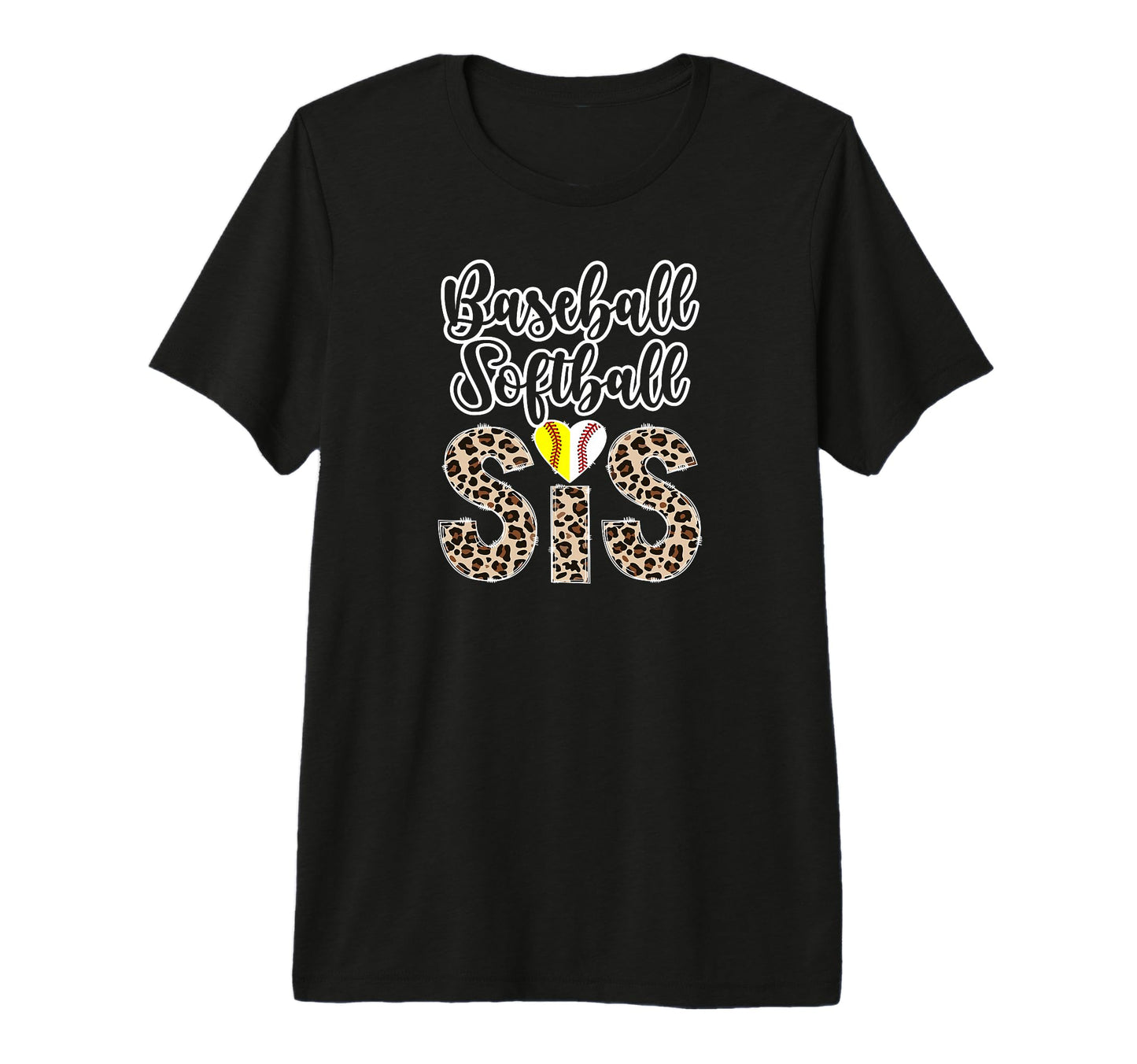 Baseball Softball Sis Leopard Softball T-Shirt - Trendy Graphic for Adults - T-Shirt, Sweatshirt, Hoodie