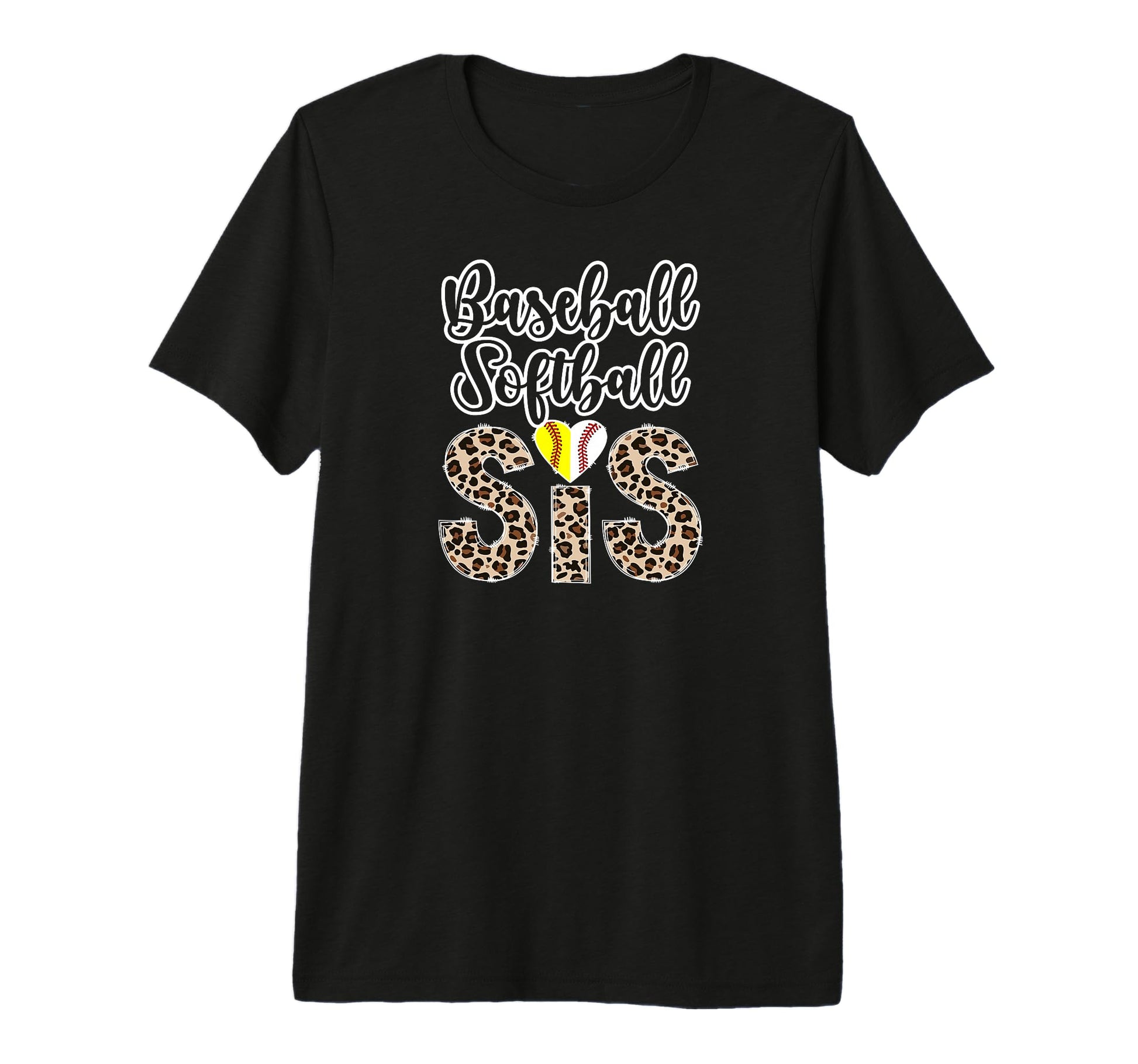 Baseball Softball Sis Leopard Softball T-Shirt - Trendy Graphic for Adults - T-Shirt, Sweatshirt, Hoodie