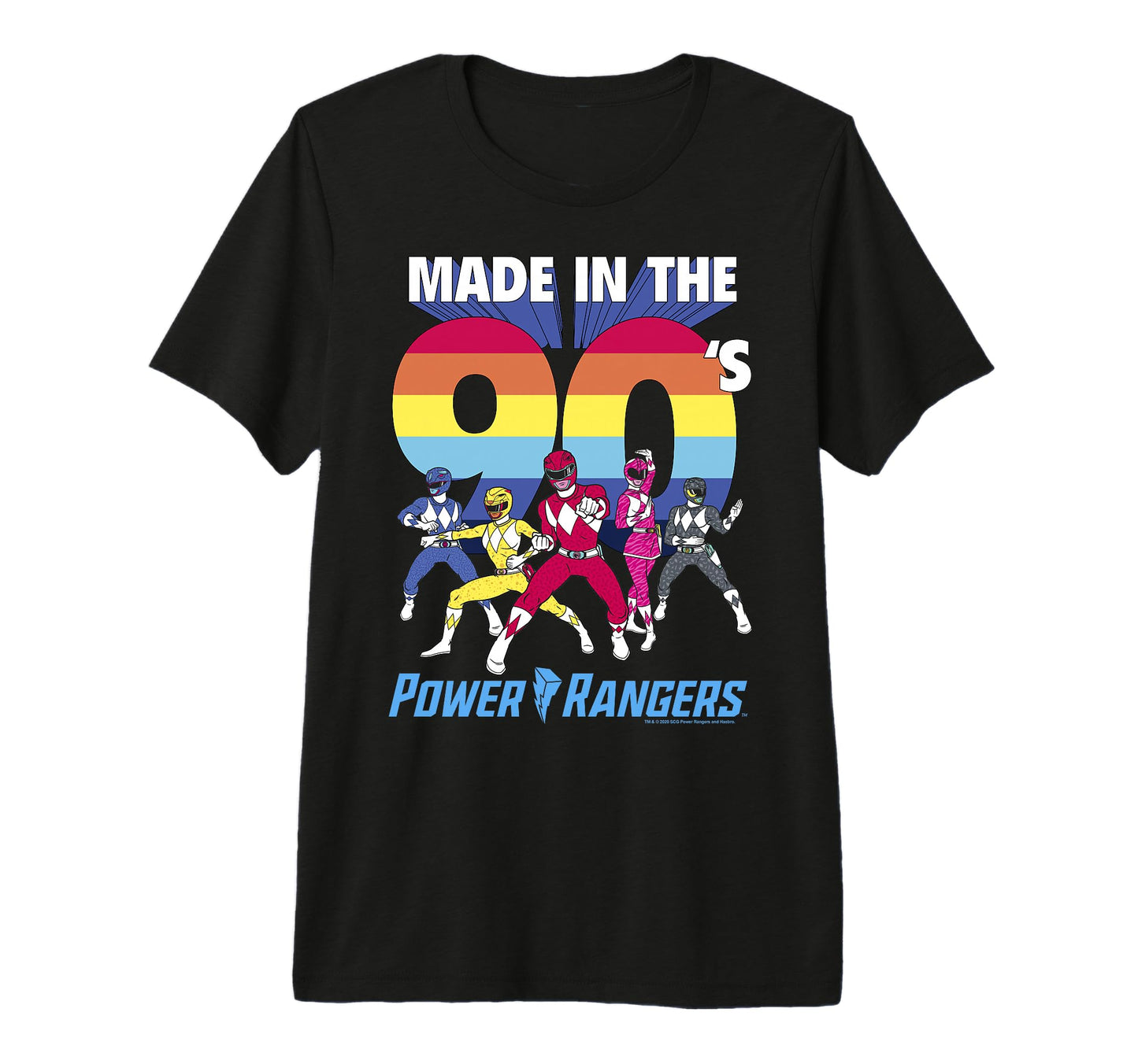 Power Rangers Made 90S Rainbow Stripe Logo T-Shirt - Trendy Graphic Unisex - T-Shirt, Sweatshirt, Hoodie