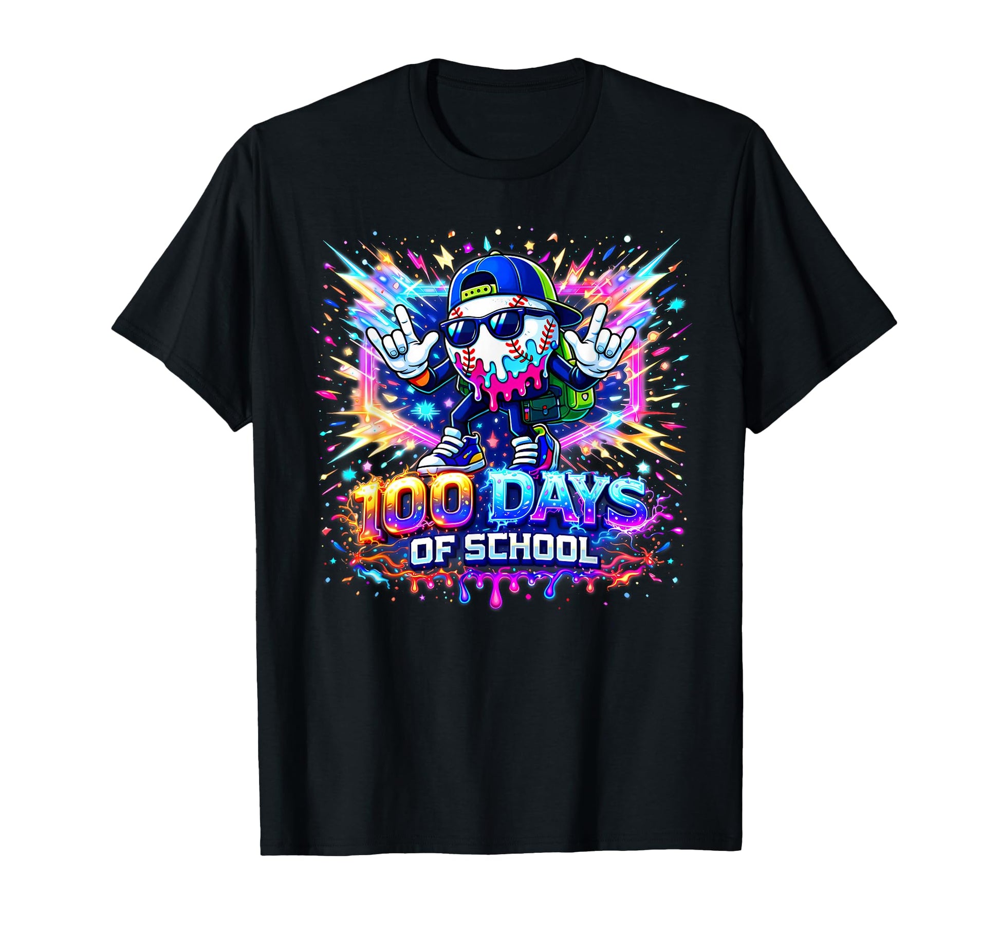 100 Days School Baseball Ice Cream T-Shirt - Graphic Print Men Women - T-Shirt, Sweatshirt, Hoodie