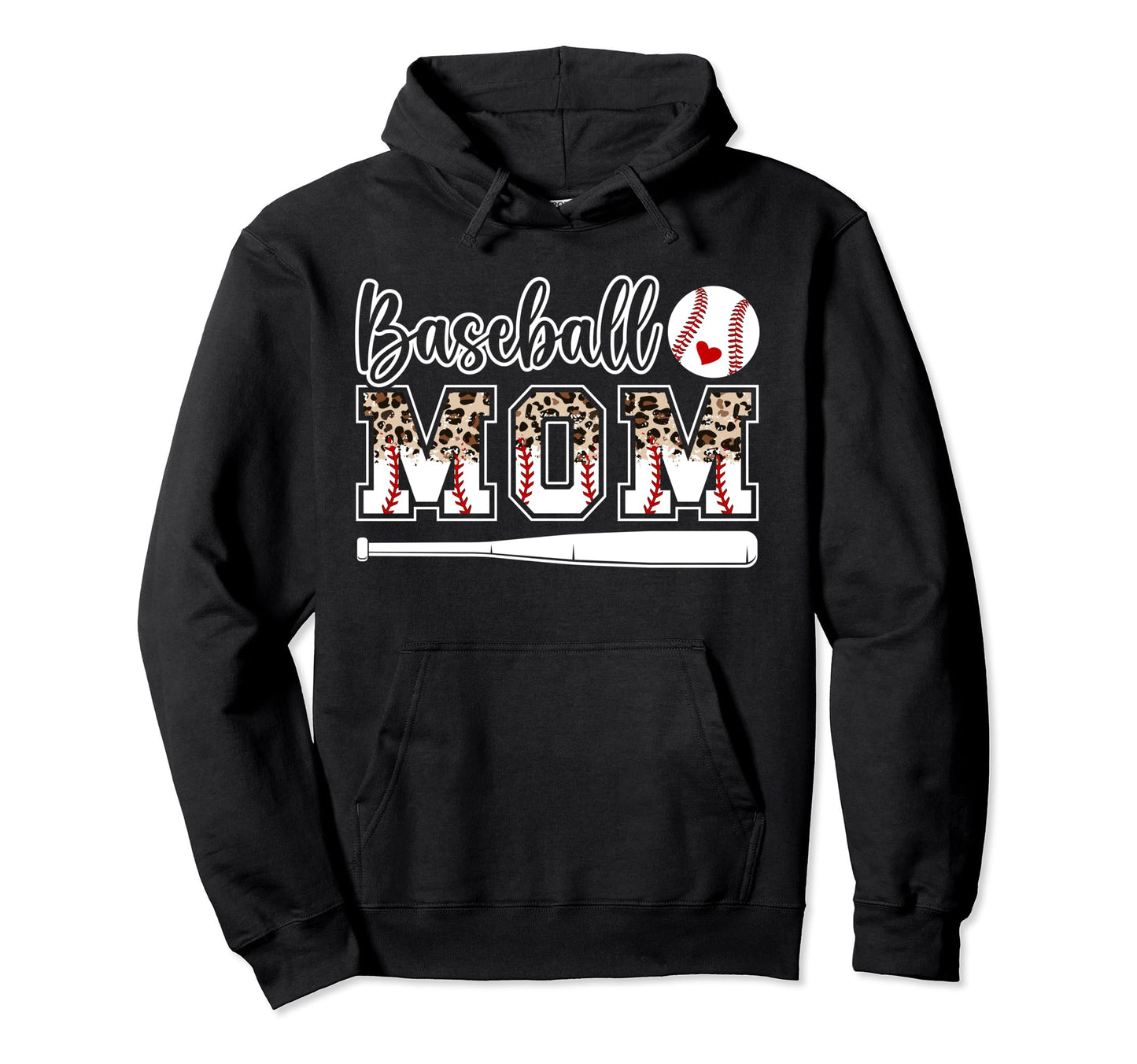 Baseball Mom Leopard Mom Baseball Player Hoodie - Graphic Print Men Women - T-Shirt, Sweatshirt, Hoodie