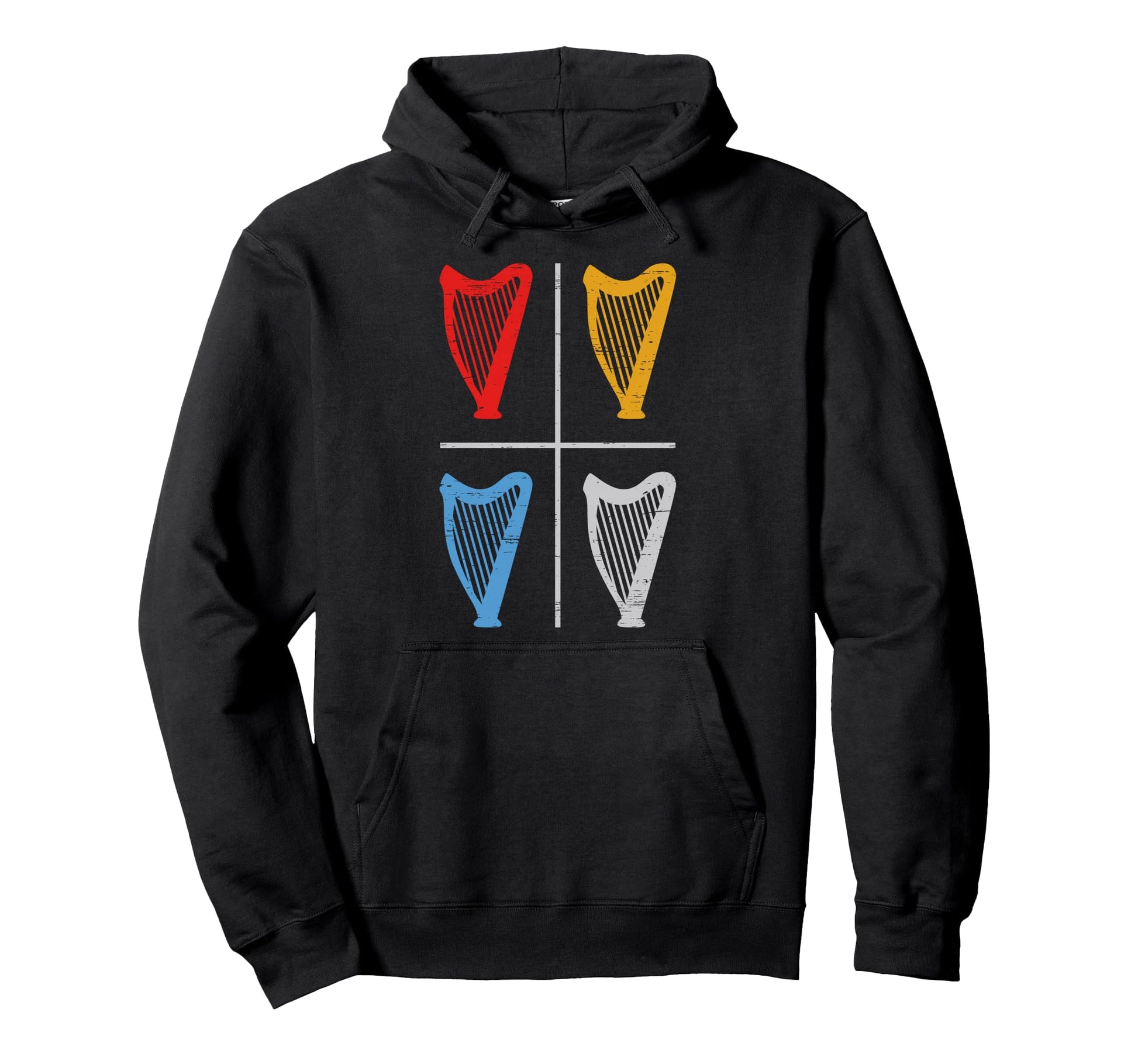 Harp Quartet Colorful Stripes Hoodie - Custom Art Print for Adults - T-Shirt, Sweatshirt, Hoodie