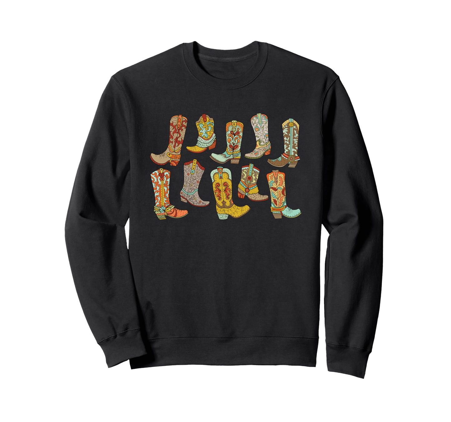 Cowgirl Boots Colorful Fancy Sweatshirt - Trendy Graphic for Adults - T-Shirt, Sweatshirt, Hoodie