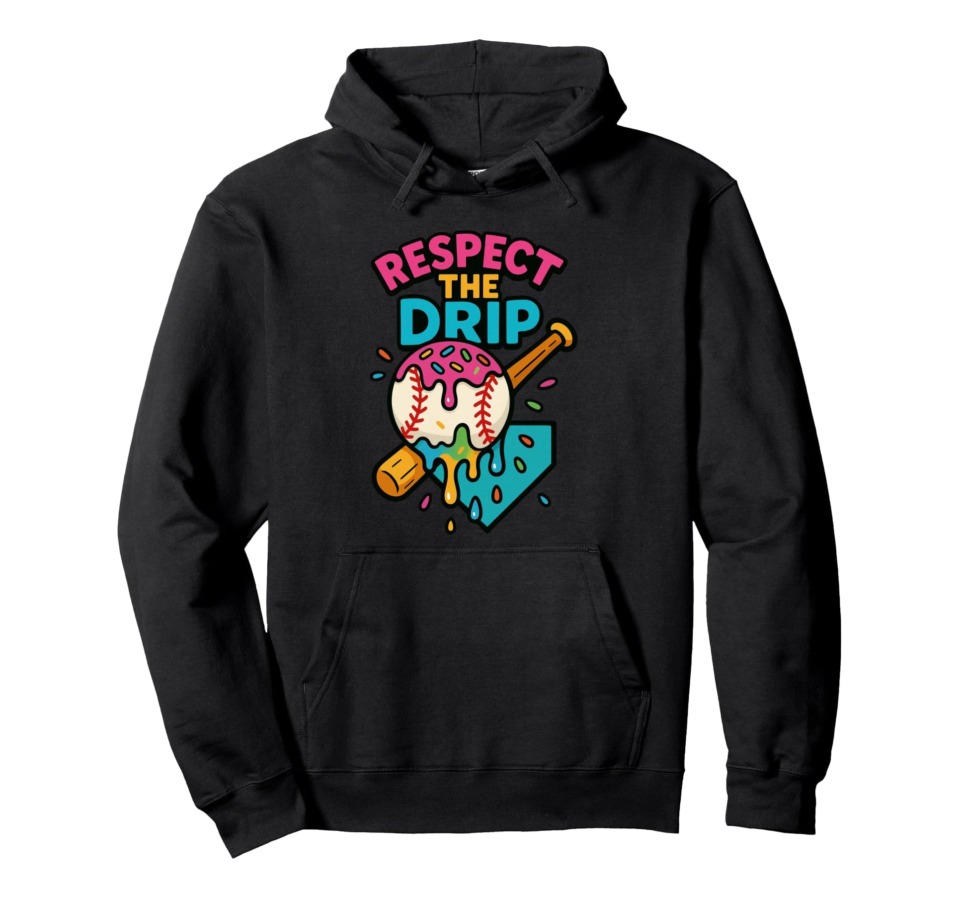 Baseball Drip Ice Cream Sports Pitcher Hoodie - Minimalist Print Men Women - T-Shirt, Sweatshirt, Hoodie