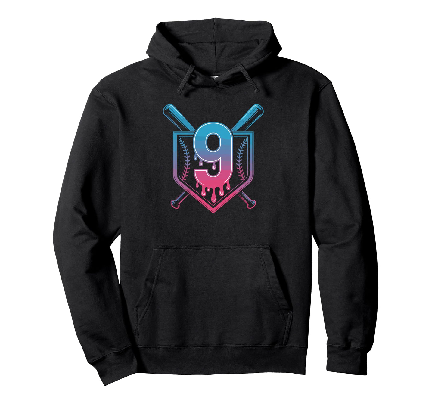 Nine Years Baseball Birthday Drip Hoodie - Aesthetic Graphic Men Women - T-Shirt, Sweatshirt, Hoodie