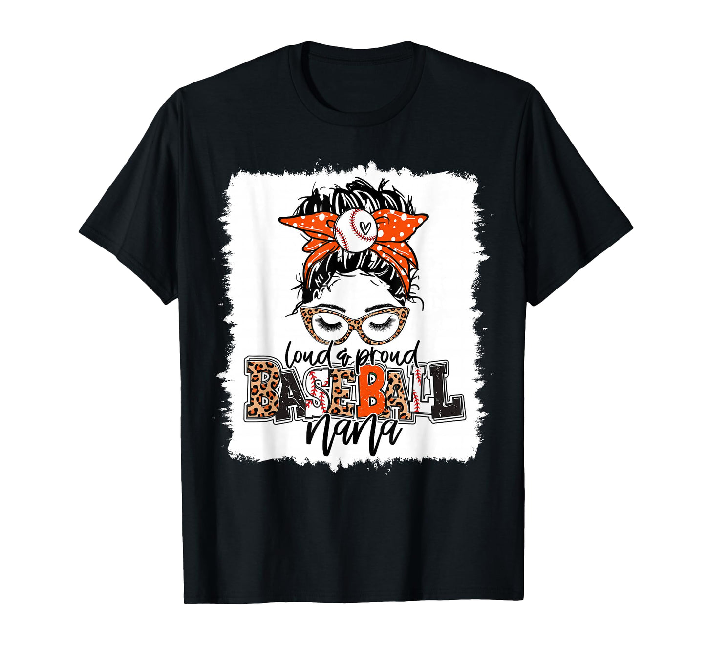 Baseball Nana Messy Bun Hair Proud T-Shirt - Minimalist Print for Adults - T-Shirt, Sweatshirt, Hoodie