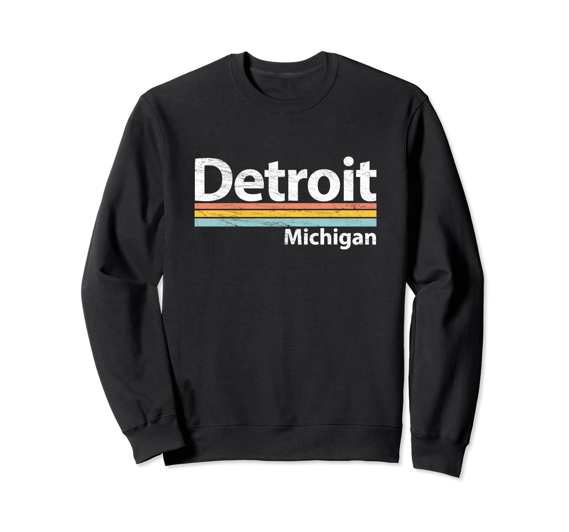 Detroit Michigan Worn Stripes Sweatshirt - Aesthetic Graphic for Adults - T-Shirt, Sweatshirt, Hoodie