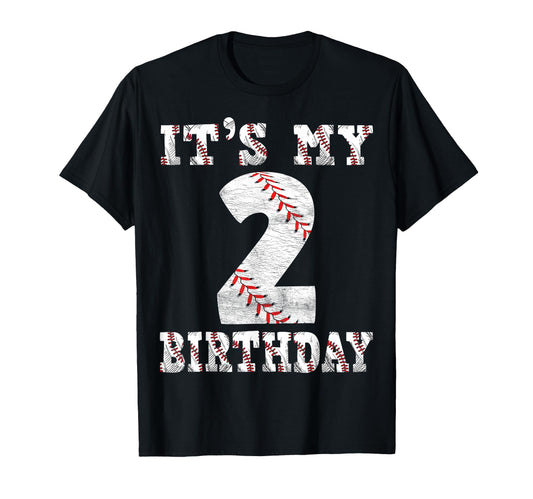 Baseball Its My 2Nd Birthday Two Year T-Shirt - Graphic Print for Adults - T-Shirt, Sweatshirt, Hoodie
