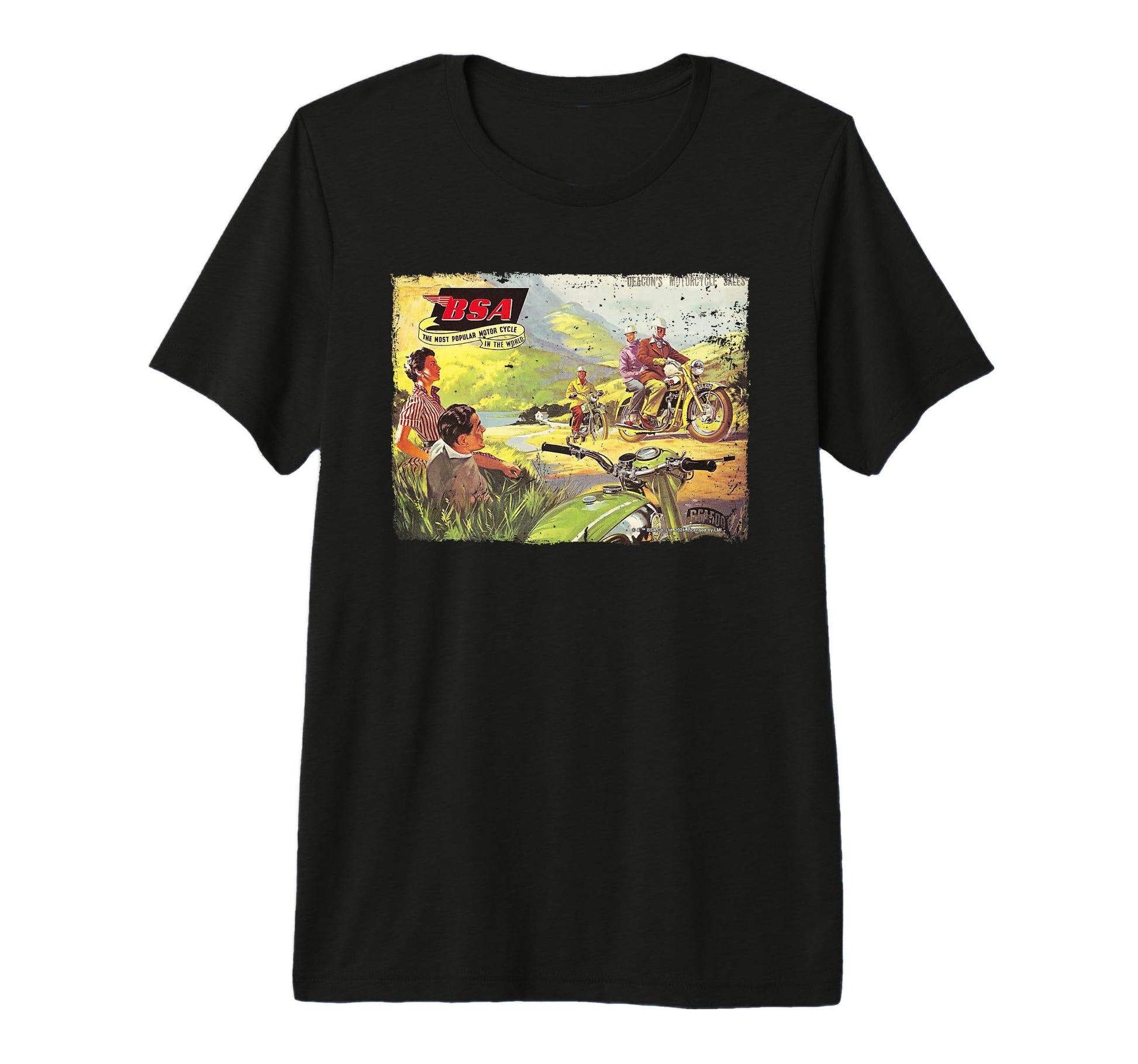 Bsa Motorcycles 1950S Countryside Ad T-Shirt - Minimalist Print Men Women - T-Shirt, Sweatshirt, Hoodie