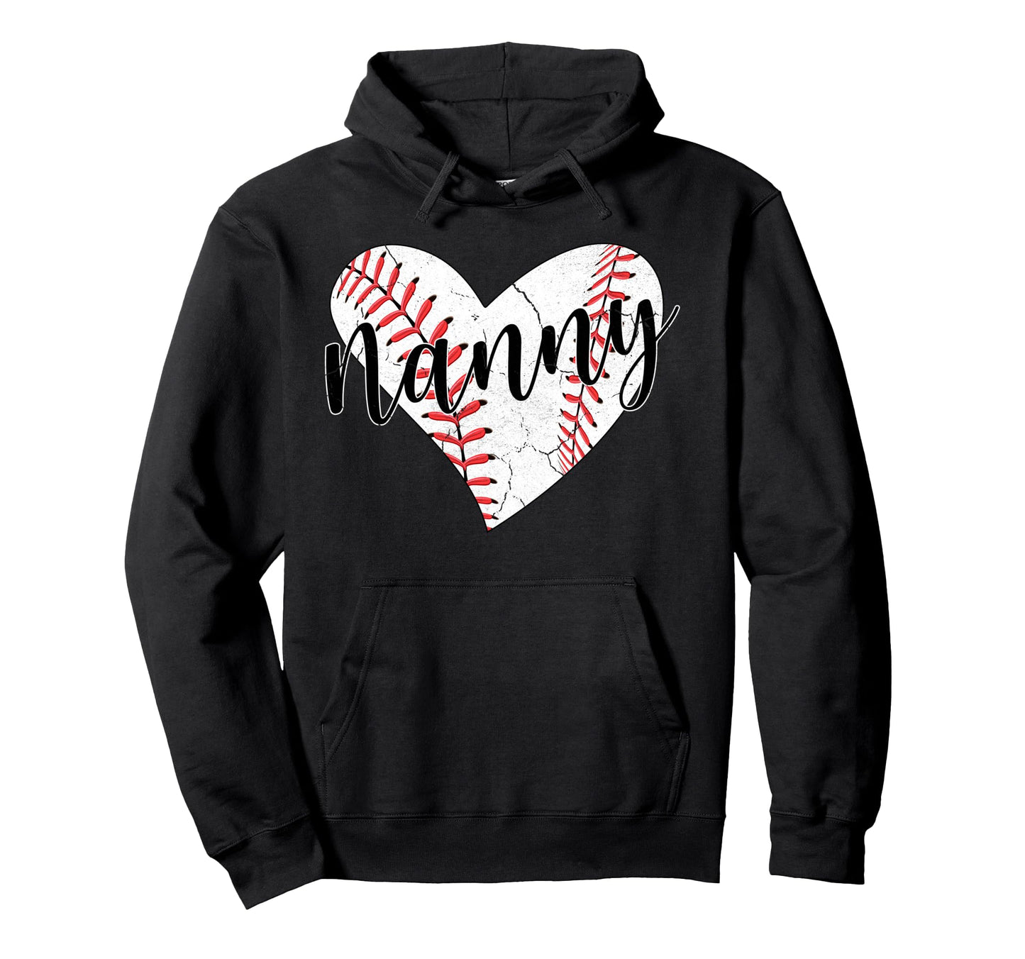 Baseball Nanny Mothers Day Baseball Heart Hoodie - Novelty Apparel Unisex - T-Shirt, Sweatshirt, Hoodie