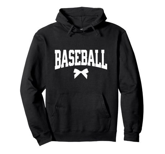 Baseball Bow Baseball Mom Coach Hoodie - Casual Everyday Wear for Adults - T-Shirt, Sweatshirt, Hoodie