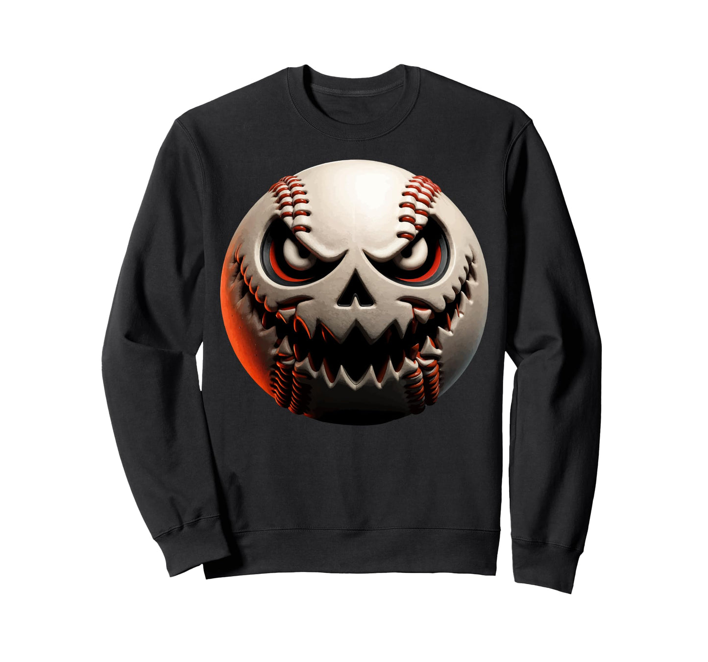 Spooky Baseball Ball Jack O Sweatshirt - Custom Art Print Men Women - T-Shirt, Sweatshirt, Hoodie