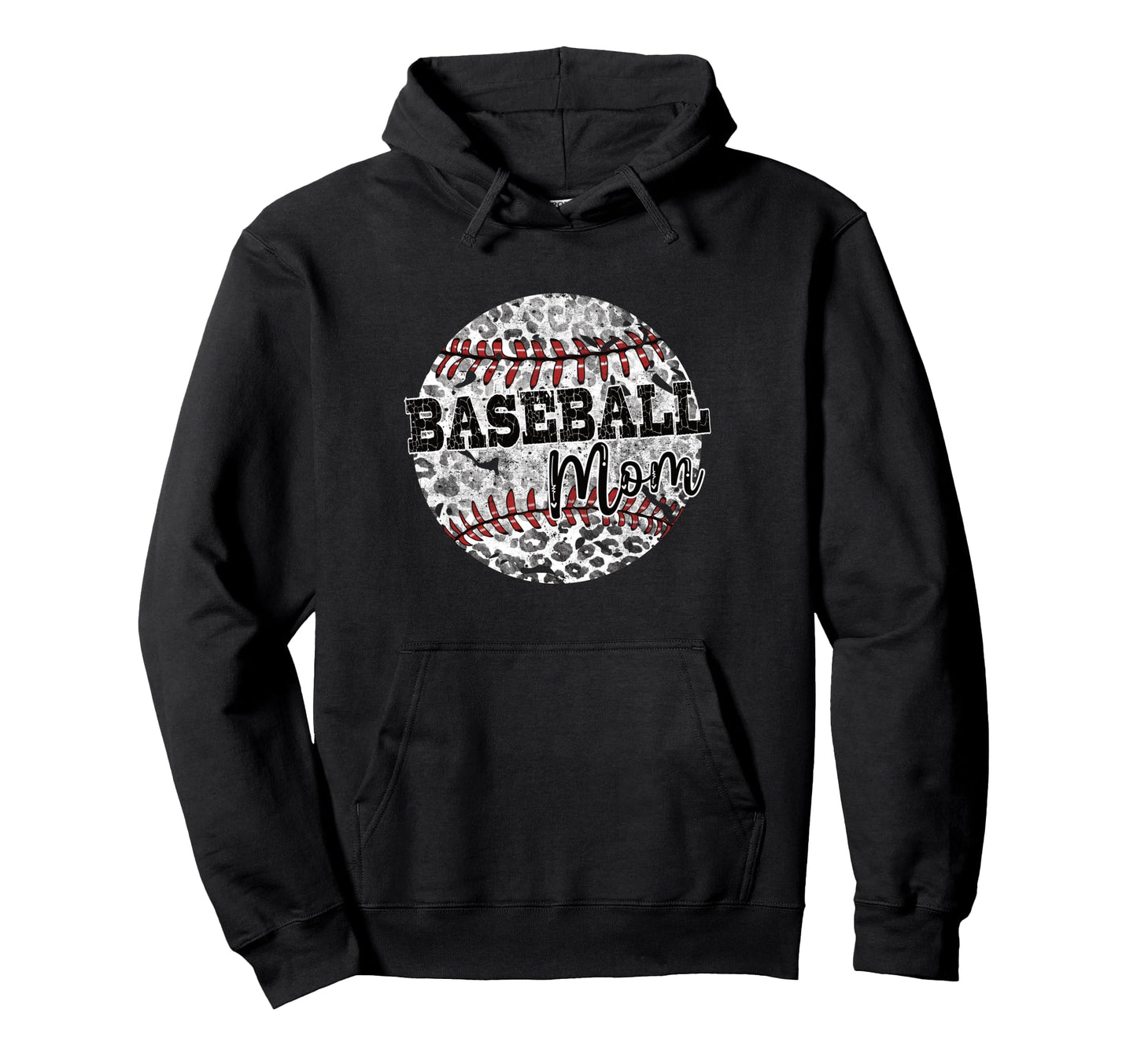 Leopard Baseball Mom Distressed Sports Hoodie - Graphic Print Men Women - T-Shirt, Sweatshirt, Hoodie