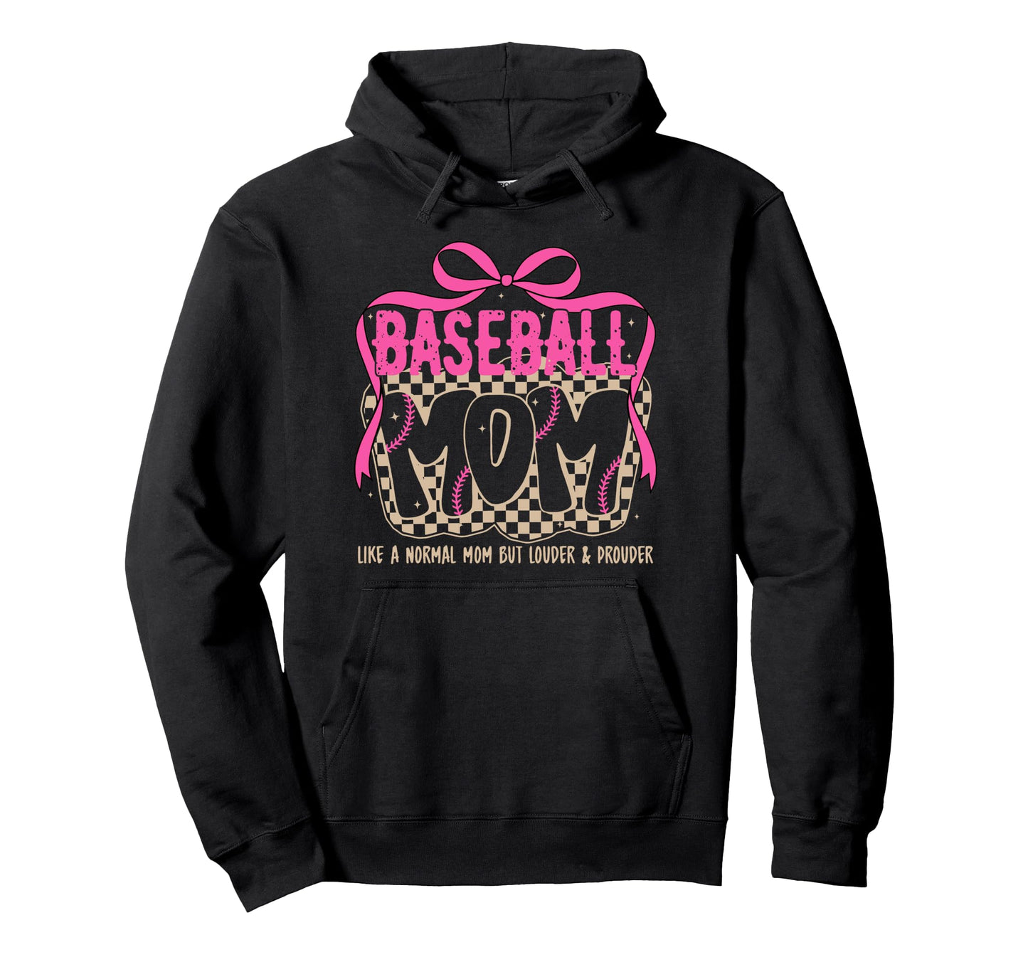 Baseball Mom Like Normal Mom Coquette Bow Hoodie - Graphic Print Unisex - T-Shirt, Sweatshirt, Hoodie