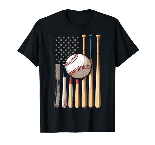 Baseball American Flag T-Shirt - Trendy Graphic for Adults - T-Shirt, Sweatshirt, Hoodie