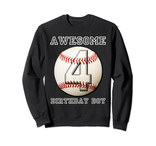 4 Years Old Baseball Themed 4Th Sweatshirt - Streetwear Style Men Women - T-Shirt, Sweatshirt, Hoodie