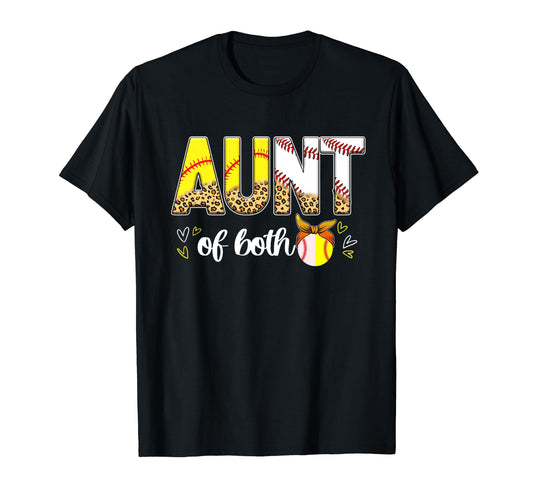 Aunt Both Leopard Baseball Softball T-Shirt - Aesthetic Graphic for Adults - T-Shirt, Sweatshirt, Hoodie