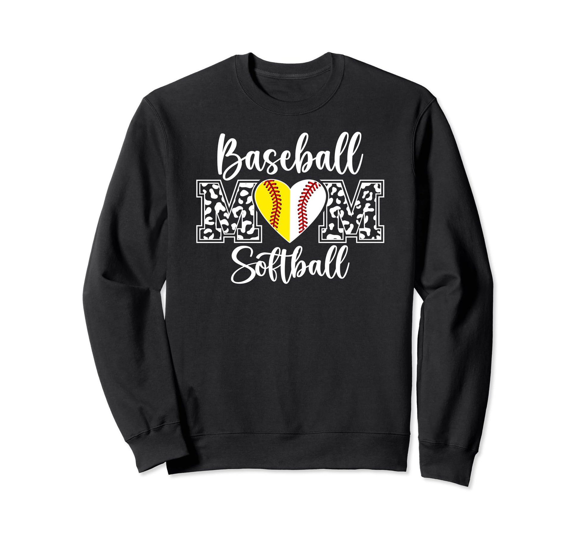 Baseball Softball Mom Leopard Sweatshirt - Fun Novelty Design Unisex - T-Shirt, Sweatshirt, Hoodie