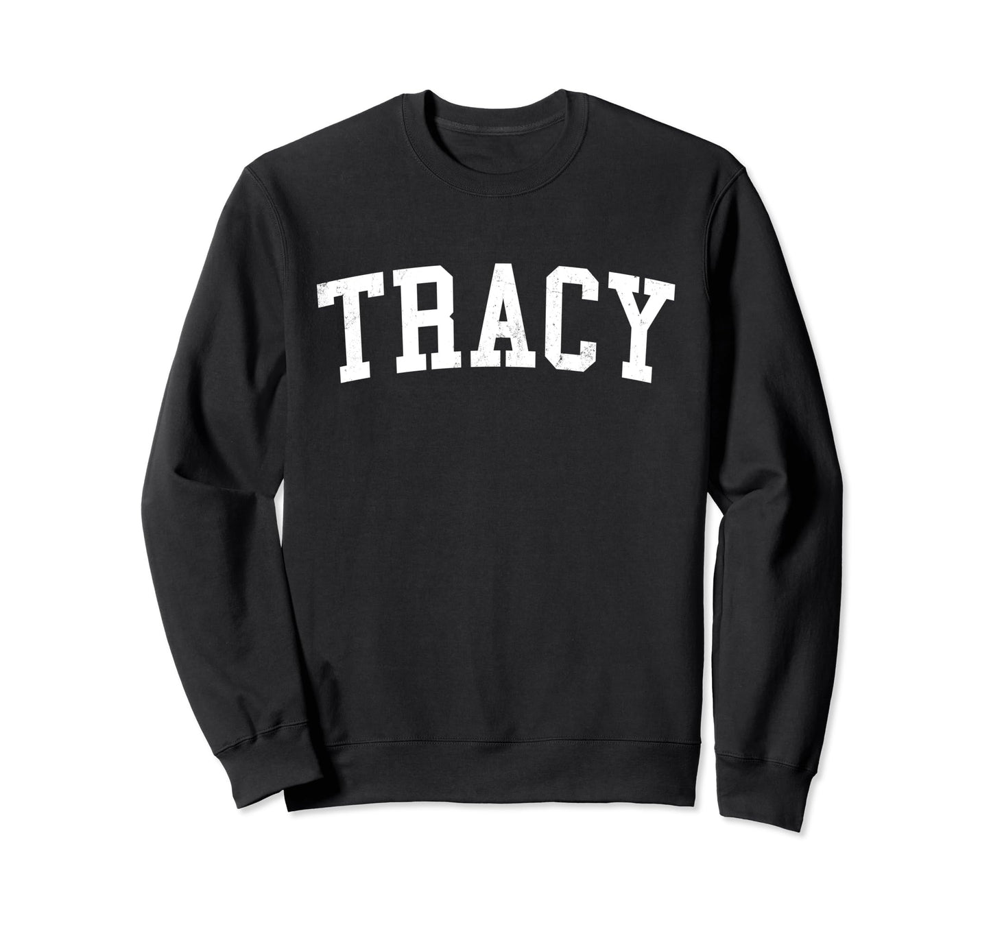 Tracy Ca Distressed White Varsity Sweatshirt - Custom Art Print for Adults - T-Shirt, Sweatshirt, Hoodie