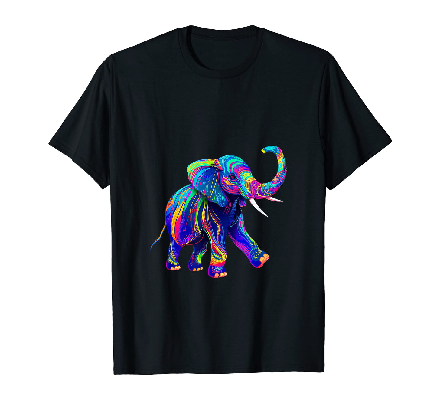 Synthwave 80S 90S Elephant Trunk Up T-Shirt - Custom Art Print Men Women - T-Shirt, Sweatshirt, Hoodie