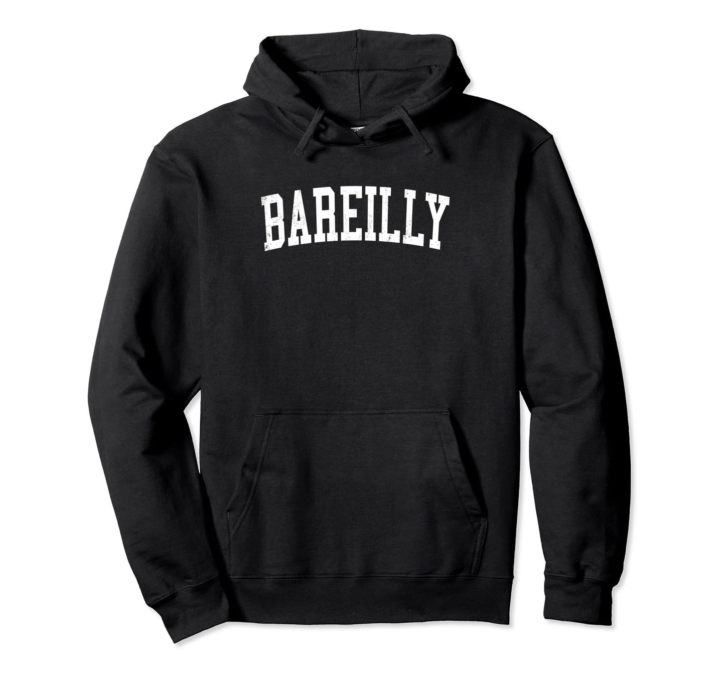Bareilly India Distressed White Varsity Hoodie - Trendy Graphic Men Women - T-Shirt, Sweatshirt, Hoodie