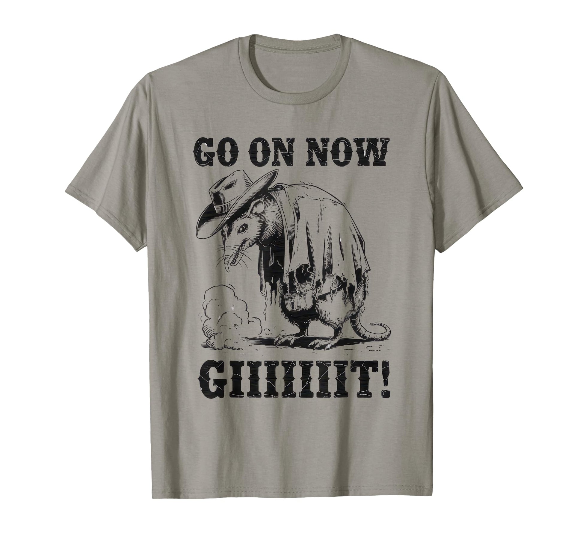 Go Now Git Cowboy Opossum Country T-Shirt - Novelty Apparel for Adults - T-Shirt, Sweatshirt, Hoodie