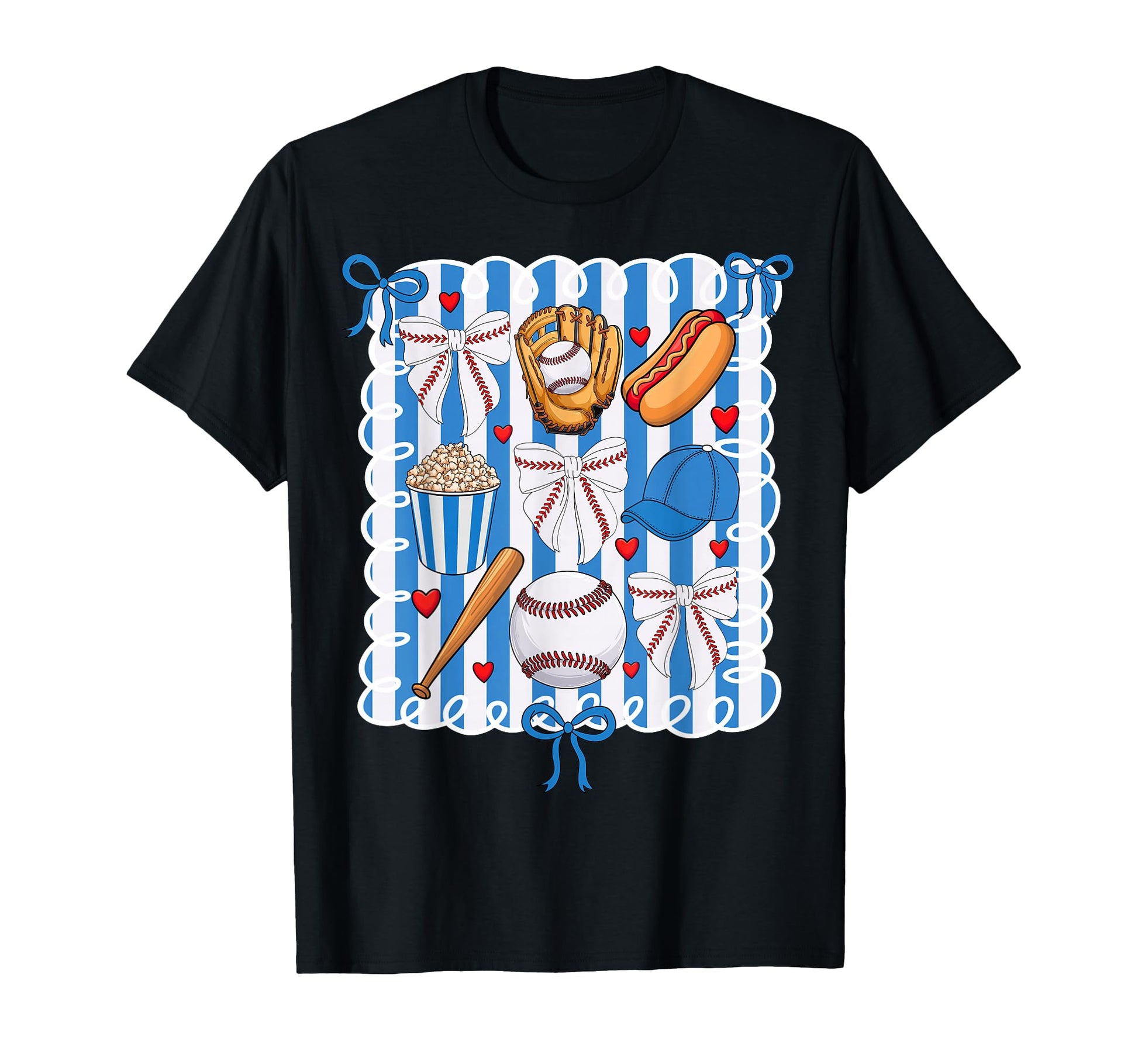 Baseball Coquette Bow Baseball Cheer T-Shirt - Novelty Apparel Men Women - T-Shirt, Sweatshirt, Hoodie