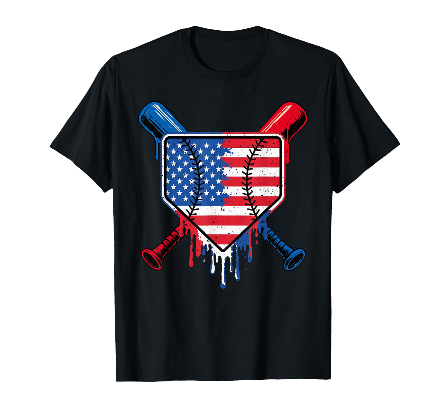 Baseball Drip Ice Cream Patriotic T-Shirt - Fun Novelty Design Unisex - T-Shirt, Sweatshirt, Hoodie