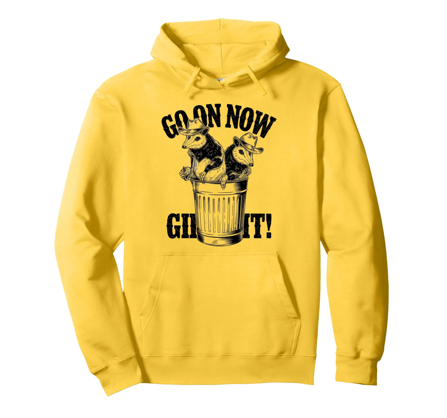 Go Now Git Cowboy Opossum Country Western Hoodie - Trendy Graphic Men Women - T-Shirt, Sweatshirt, Hoodie
