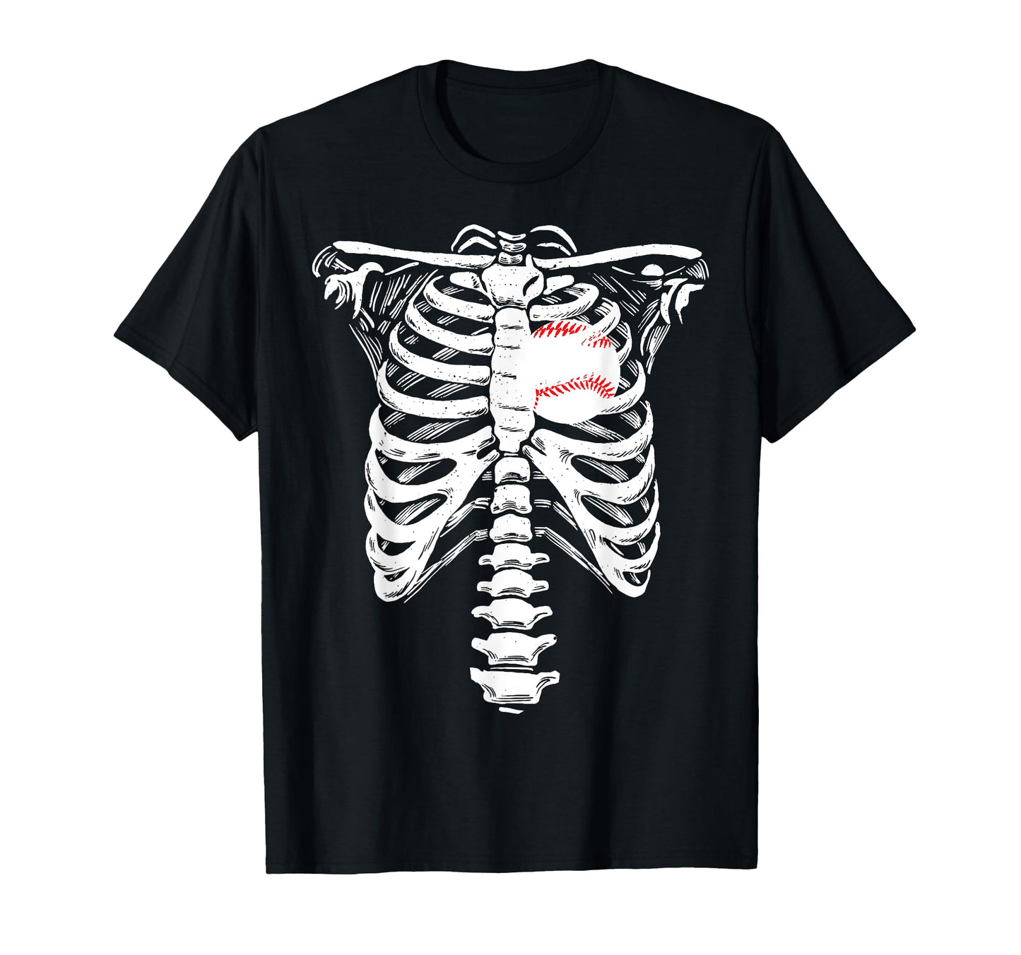 Baseball Heart Skeleton Rib Cage T-Shirt - Aesthetic Graphic for Adults - T-Shirt, Sweatshirt, Hoodie