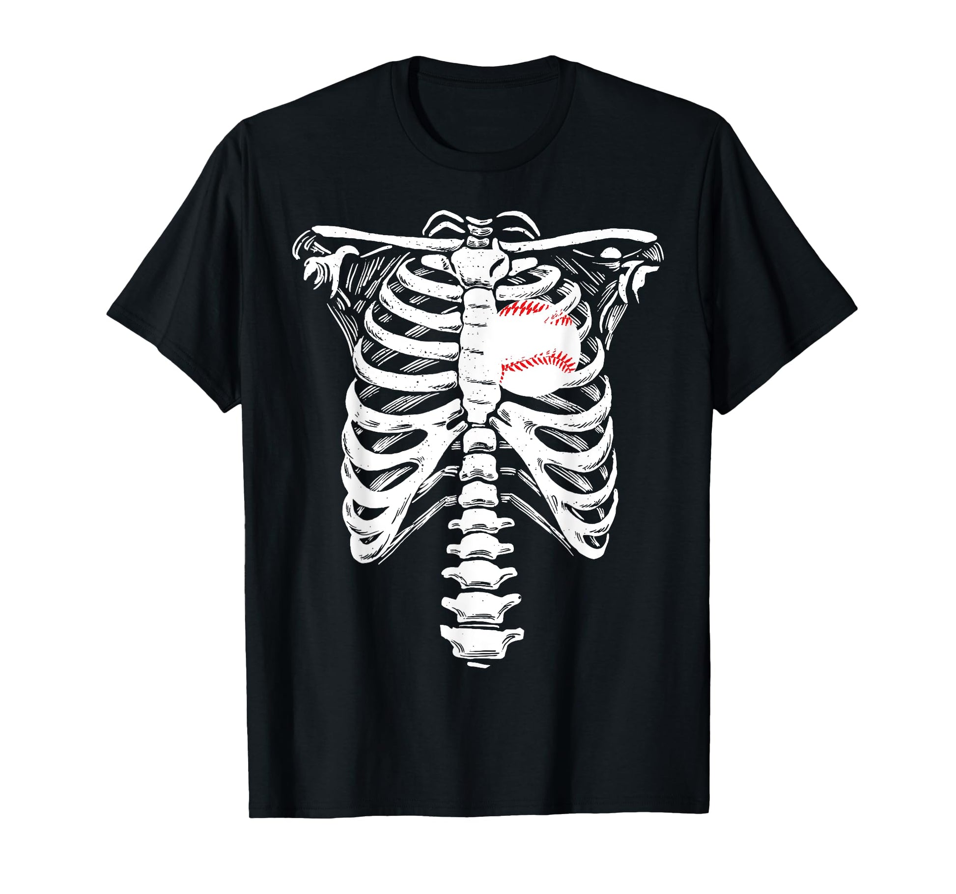Baseball Heart Skeleton Rib Cage T-Shirt - Aesthetic Graphic for Adults - T-Shirt, Sweatshirt, Hoodie