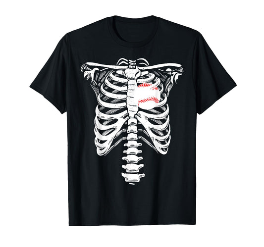 Baseball Heart Skeleton Rib Cage T-Shirt - Aesthetic Graphic for Adults - T-Shirt, Sweatshirt, Hoodie