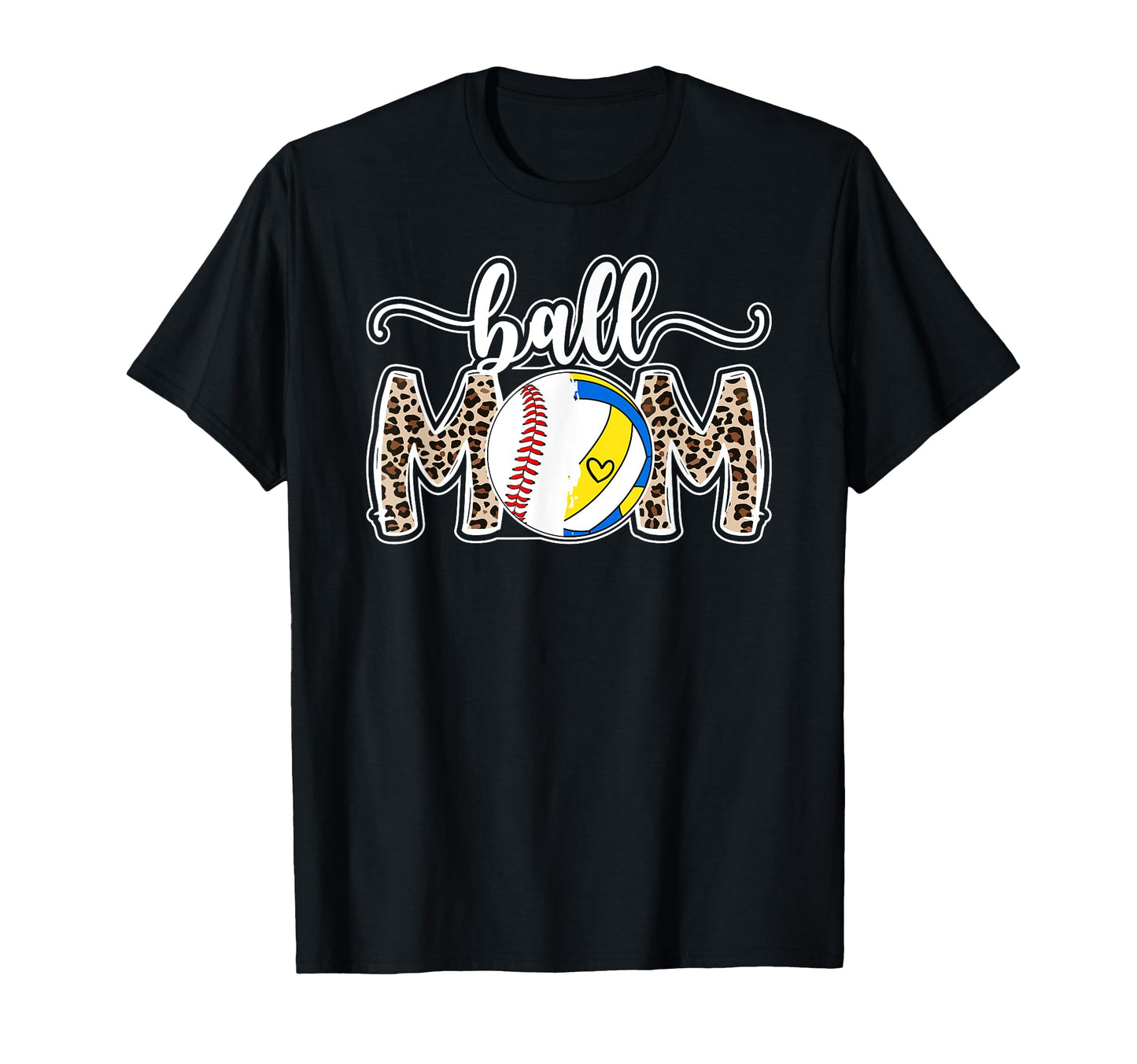 Ball Mom Leopard Baseball T-Shirt - Fun Novelty Design Men Women - T-Shirt, Sweatshirt, Hoodie