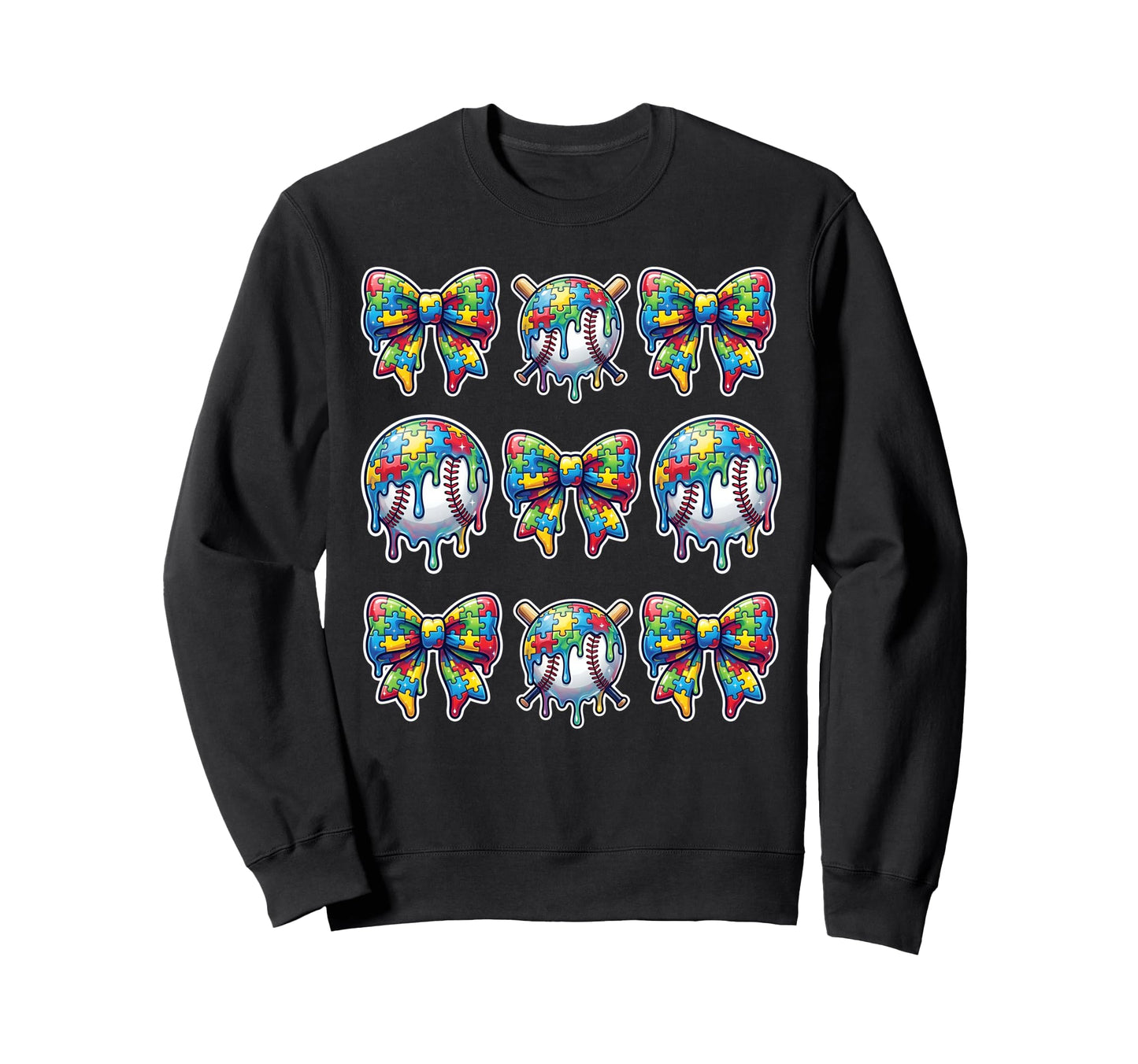 Baseball Sister Puzzle Bow Ice Cream Sweatshirt - Aesthetic Graphic Unisex - T-Shirt, Sweatshirt, Hoodie