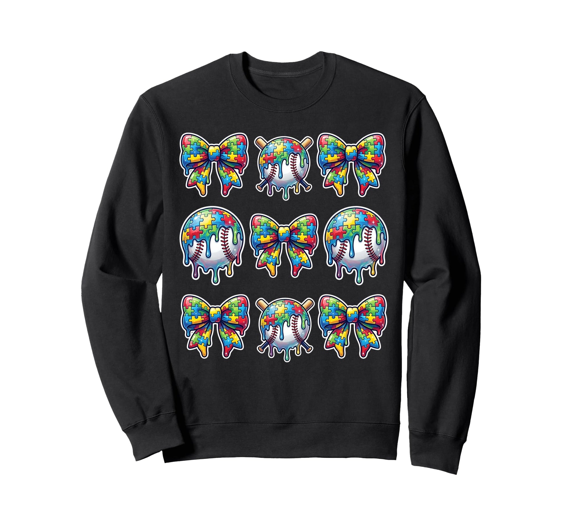 Baseball Sister Puzzle Bow Ice Cream Sweatshirt - Aesthetic Graphic Unisex - T-Shirt, Sweatshirt, Hoodie