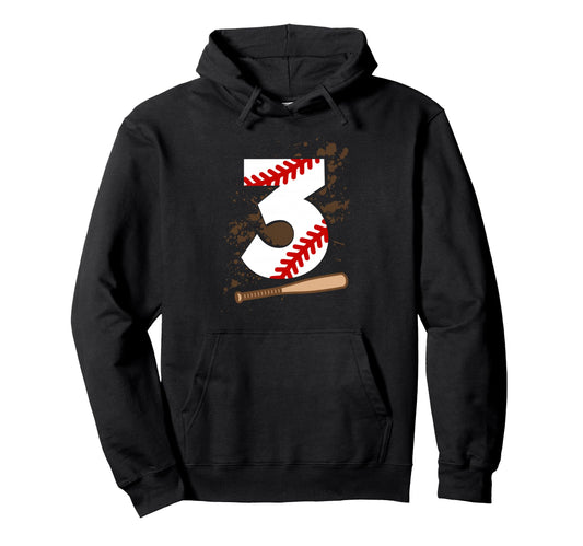 3Rd Birthday Baseball 3 Years Old Hoodie - Graphic Print for Adults - T-Shirt, Sweatshirt, Hoodie