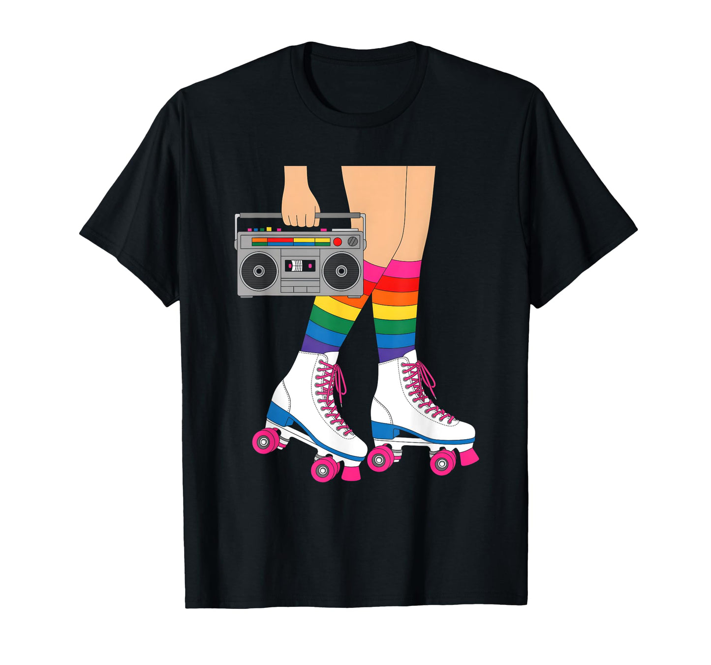 Skate Boombox Rainbow Socks Roller T-Shirt - Custom Art Print Unisex - T-Shirt, Sweatshirt, Hoodie