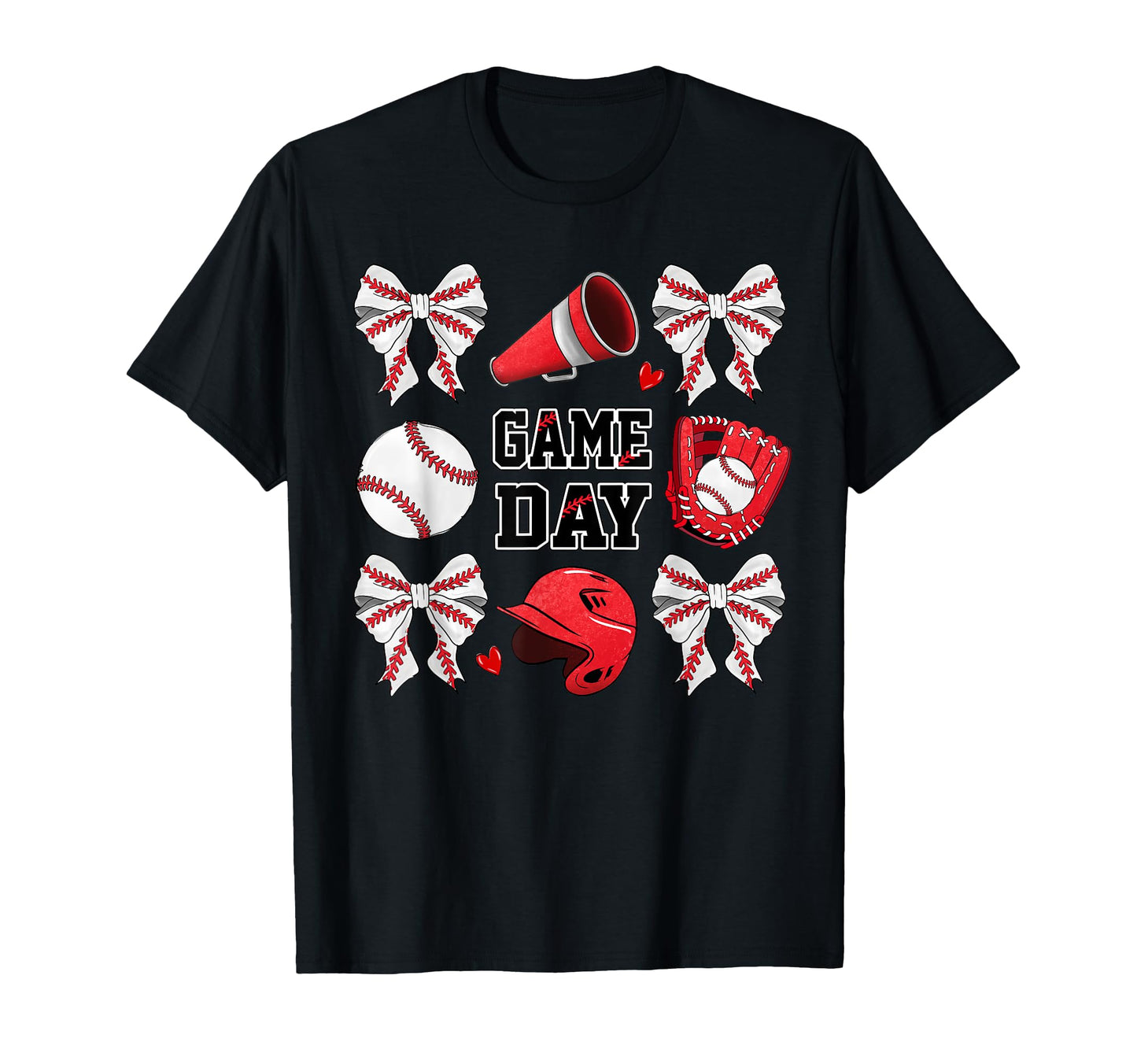 Game Day Baseball Bow Coquette Funny T-Shirt - Novelty Apparel for Adults - T-Shirt, Sweatshirt, Hoodie